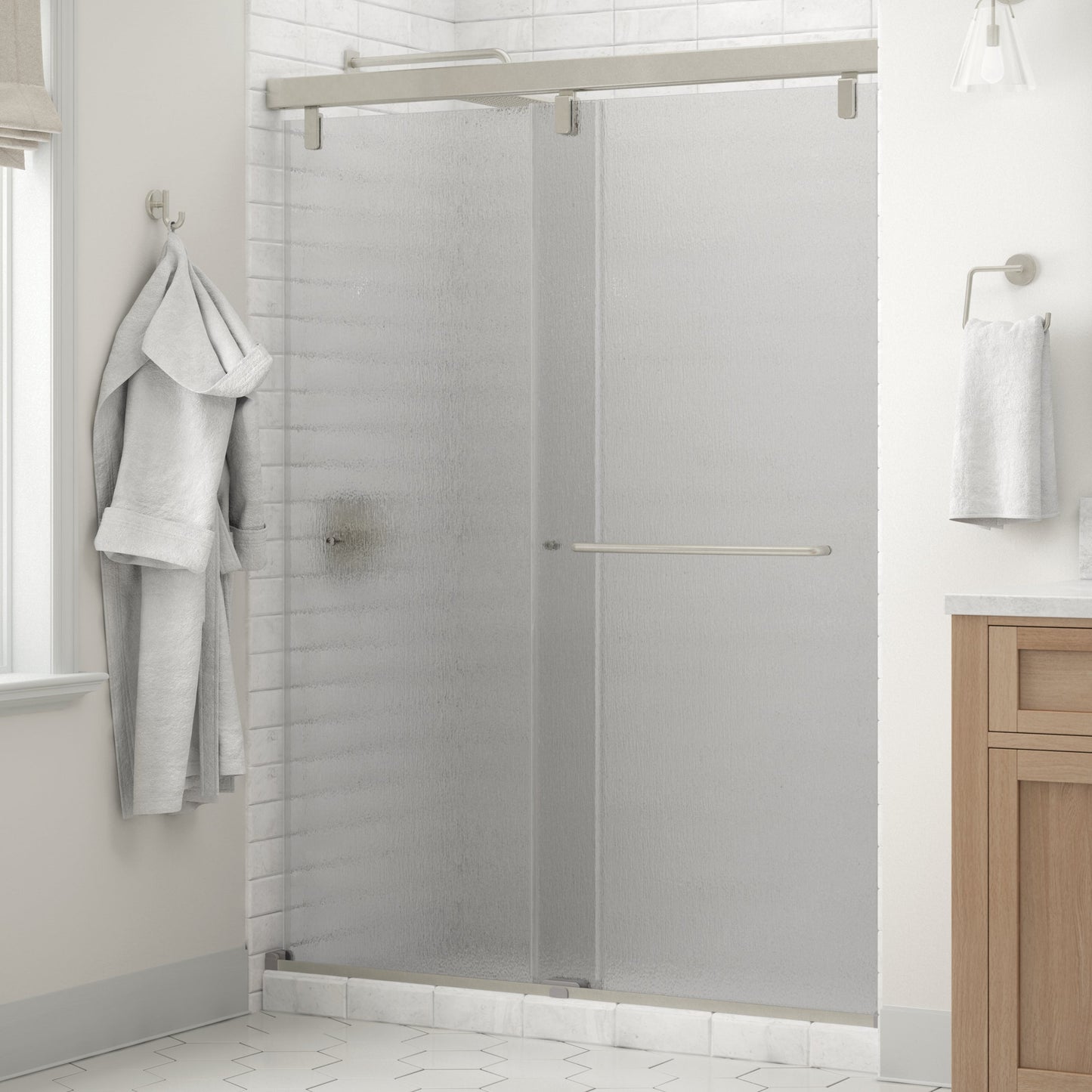 60" Shower / Rain / Delta Brushed Nickel