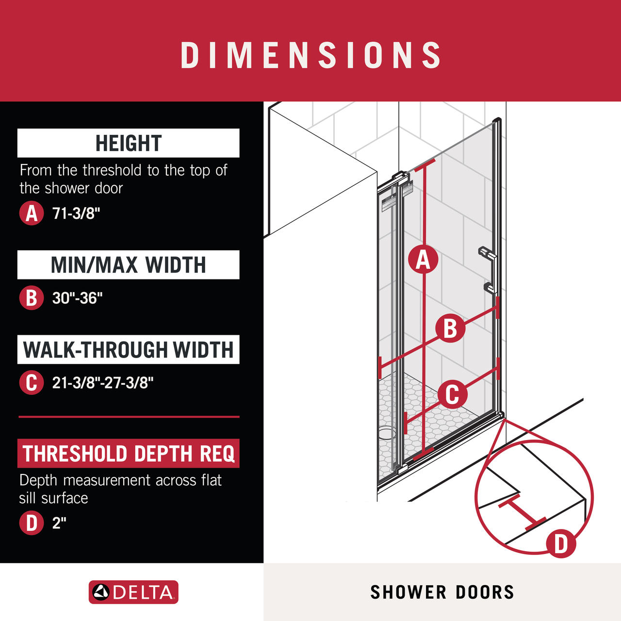 36" Shower / Clear / Chrome