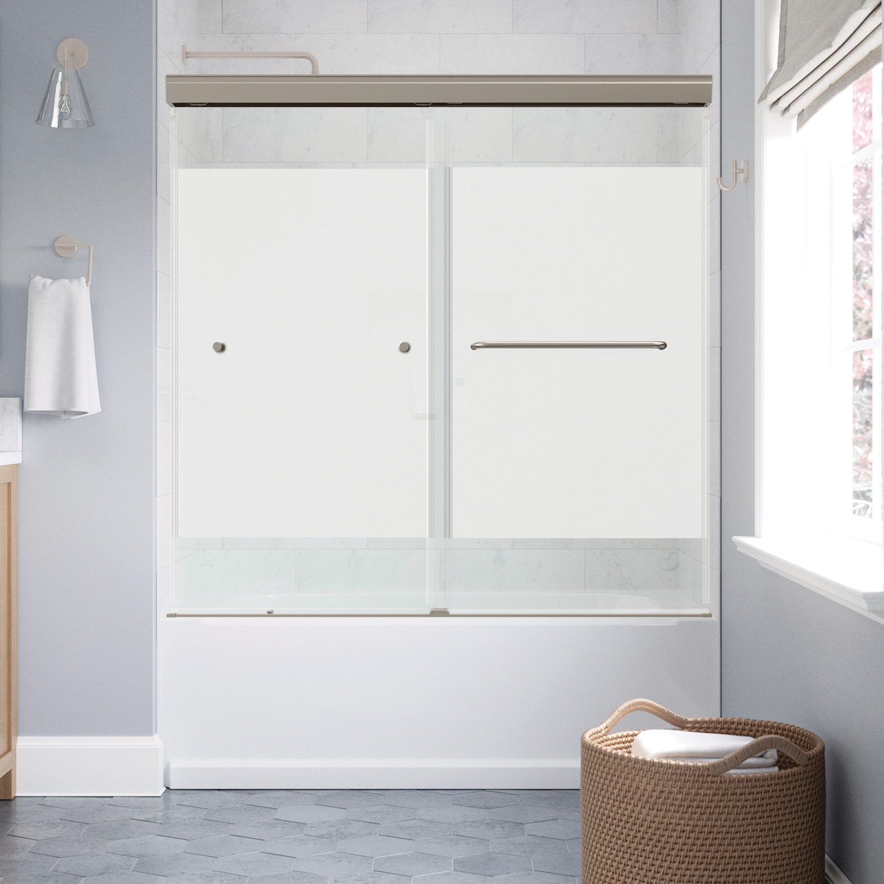 60" Bathtub / Privacy / Brushed Nickel (Shower Door)