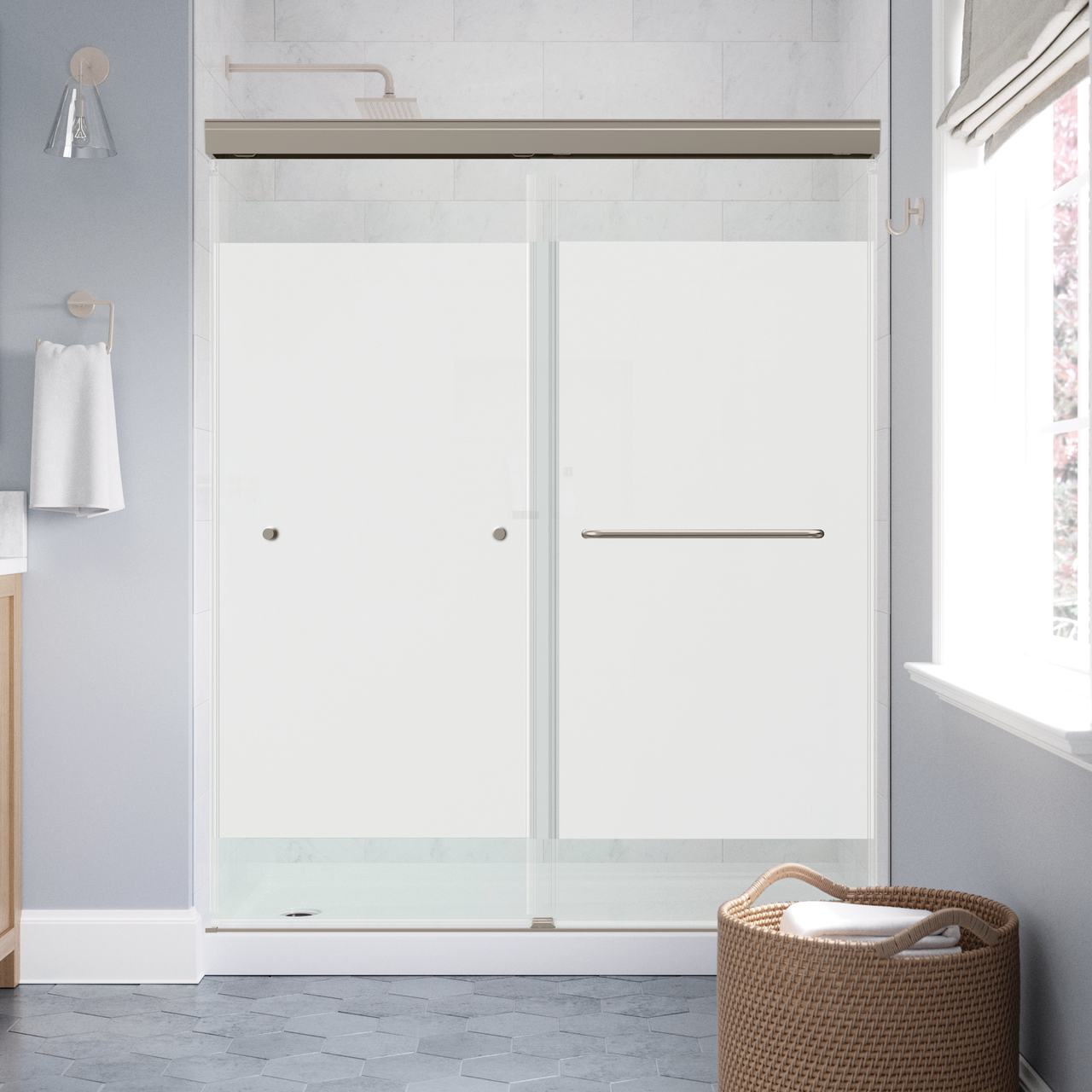 60" Shower / Privacy / Brushed Nickel (Shower Door)