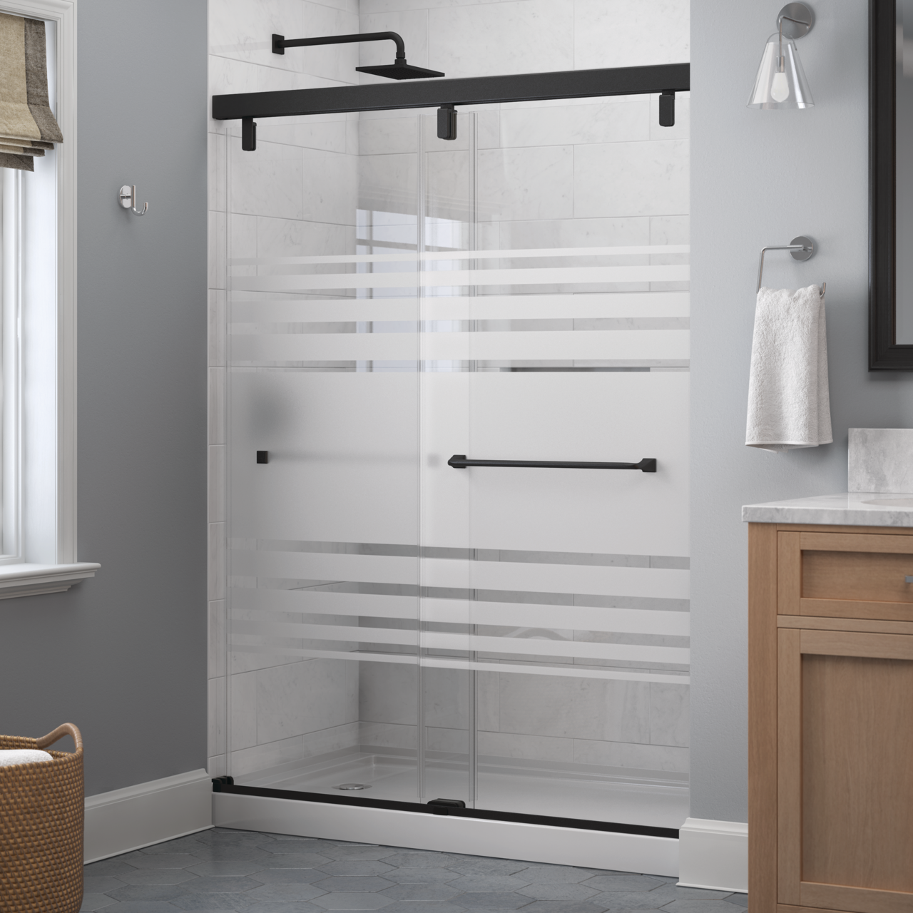 60" Shower / Transition / Matte Black