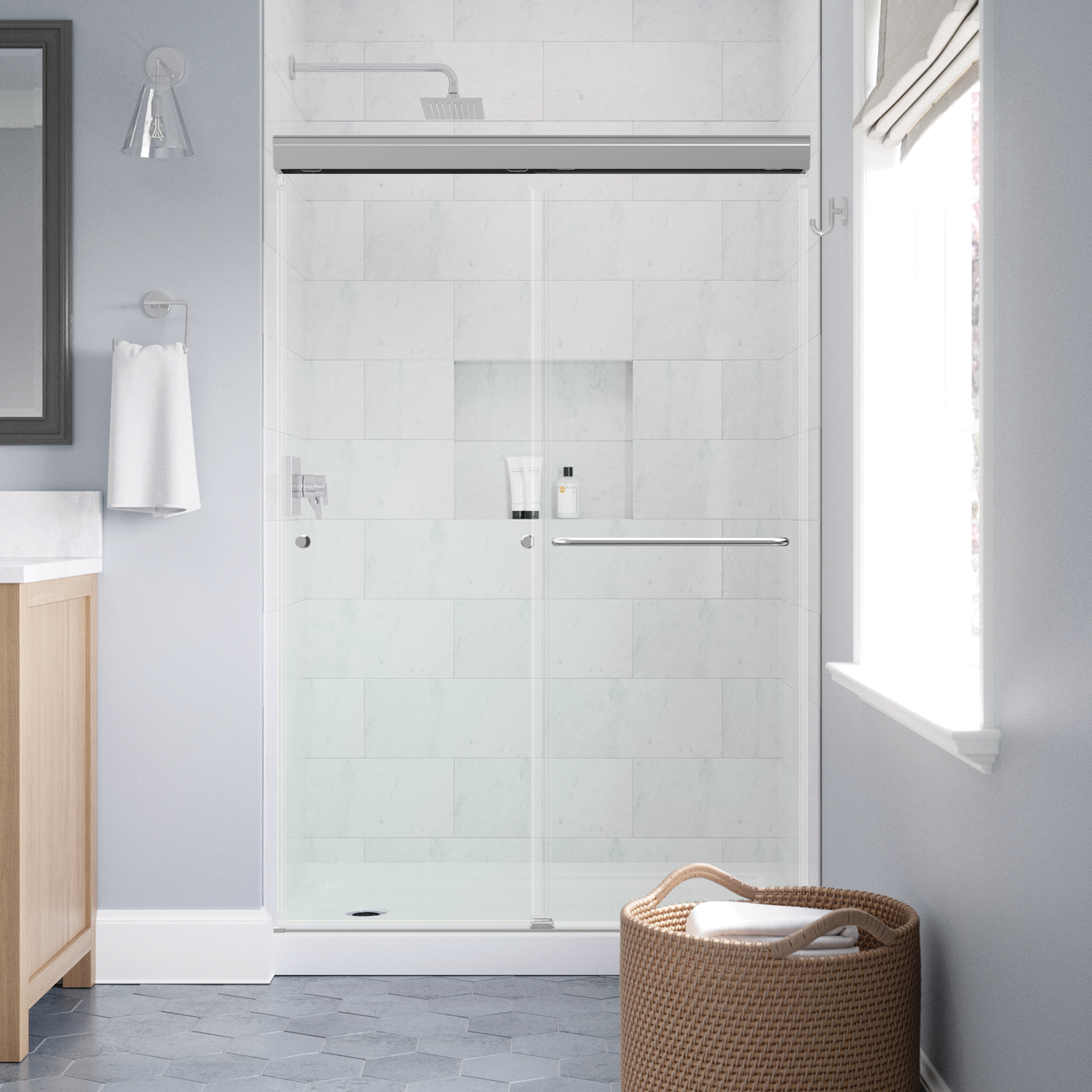 48" Shower / Clear / Chrome