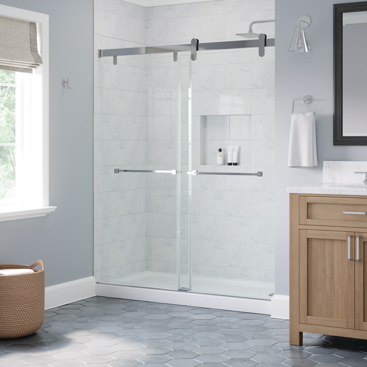 60" Shower / Clear / Chrome