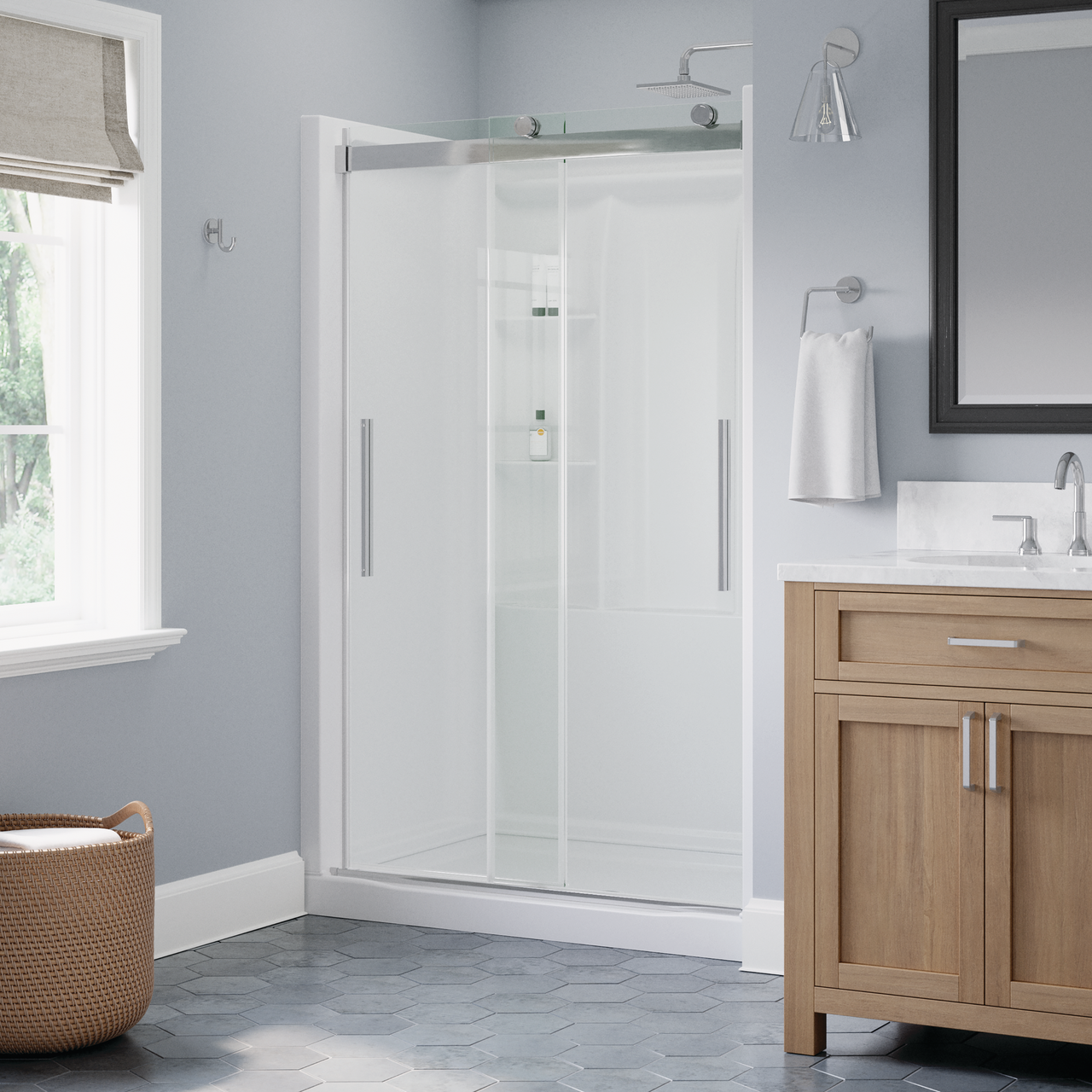 48" Shower / Clear / Polished Chrome