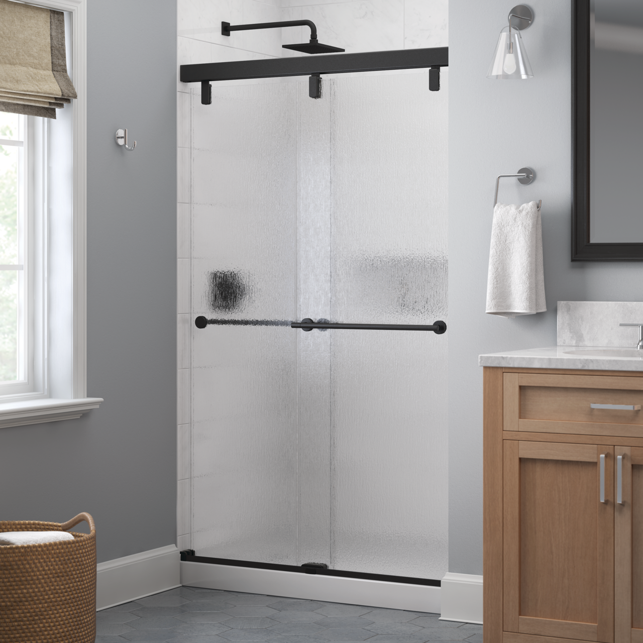 48" Shower / Rain / Matte Black