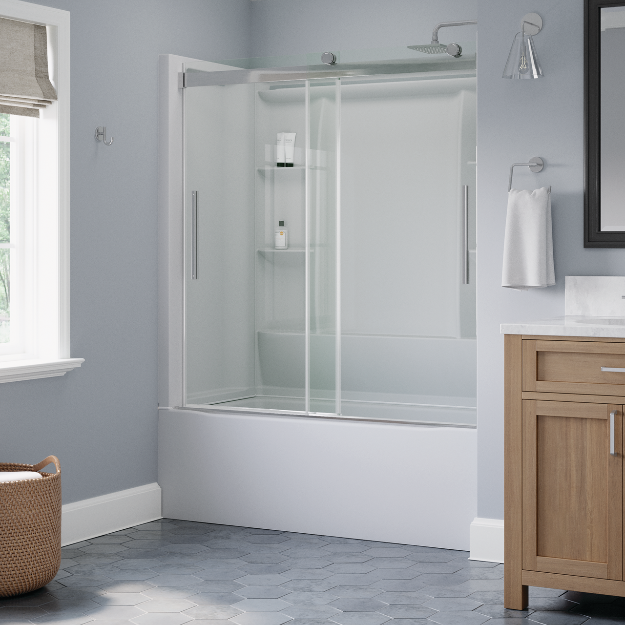 60" Bathtub / Clear / Polished Chrome