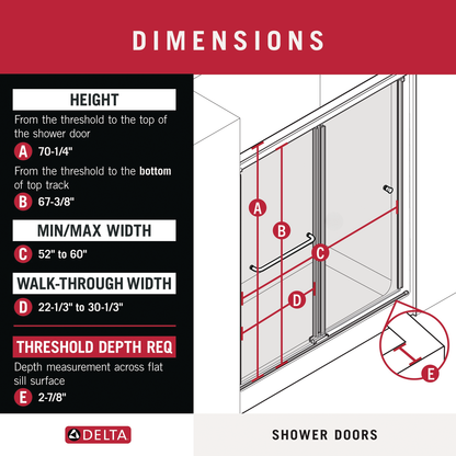 60" Shower / Clear / Brushed Nickel (Shower Door)
