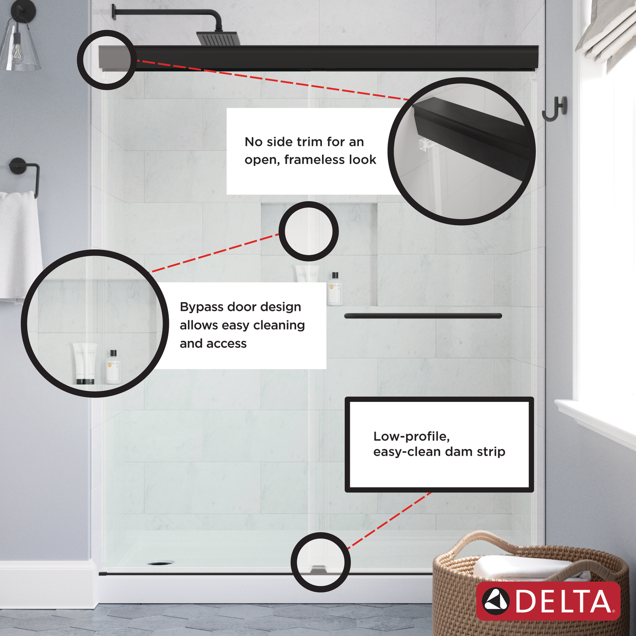 60" Shower / Clear / Matte Black