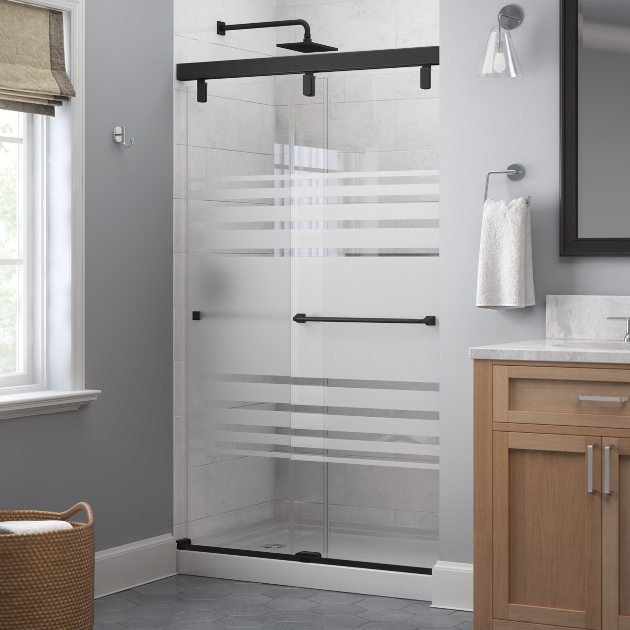 48" Shower / Transition / Matte Black