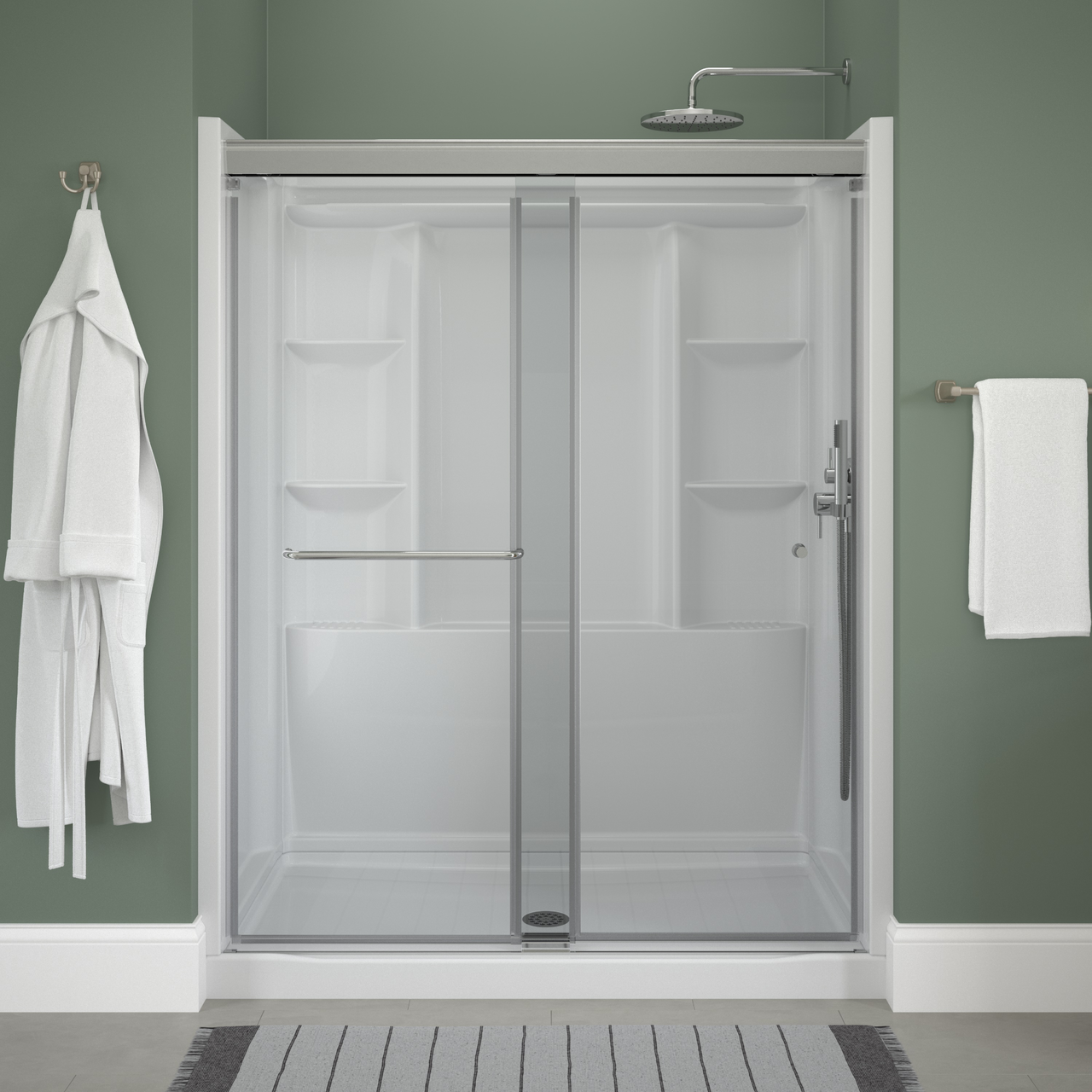 60" Shower / Clear / Chrome