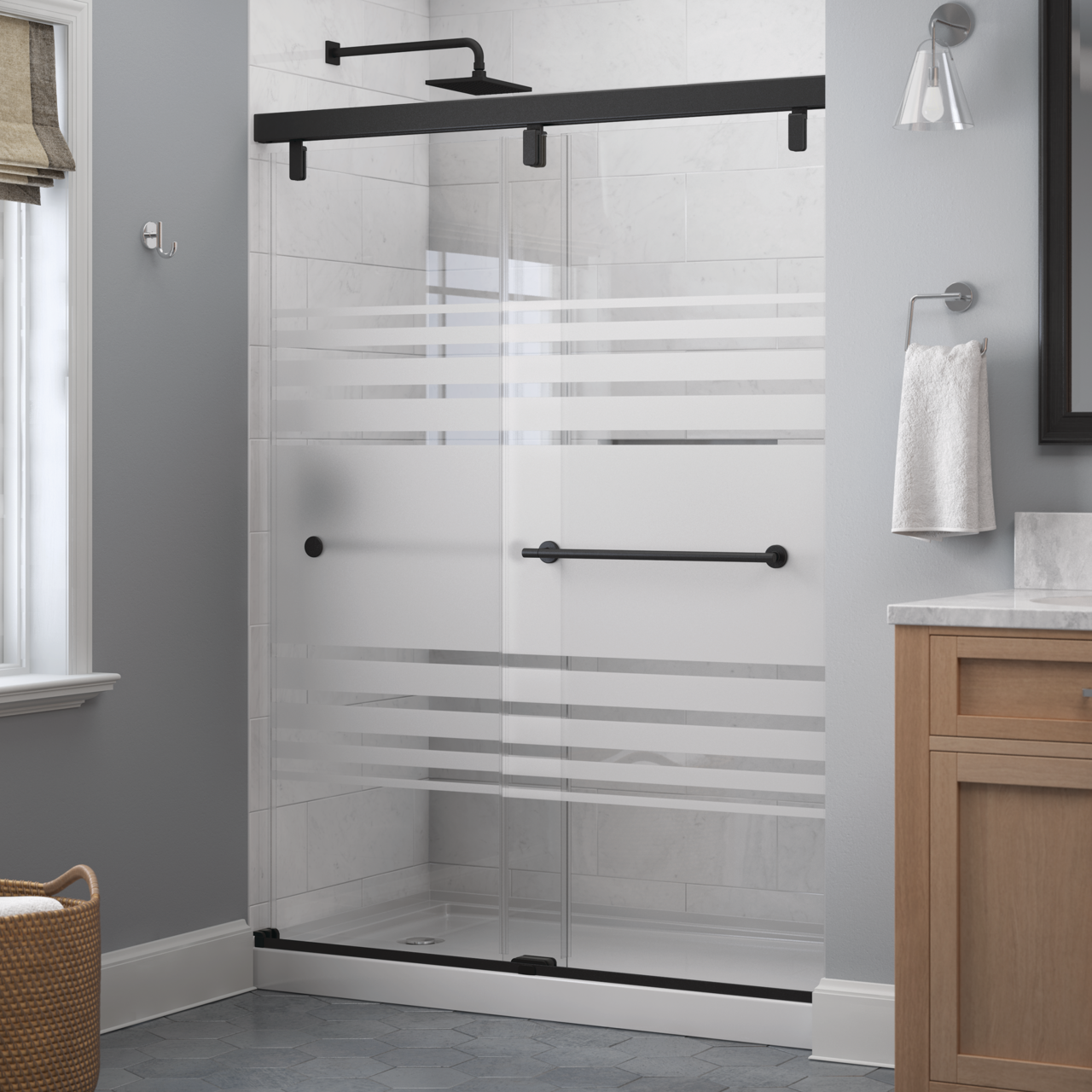 60" Shower / Transition / Matte Black