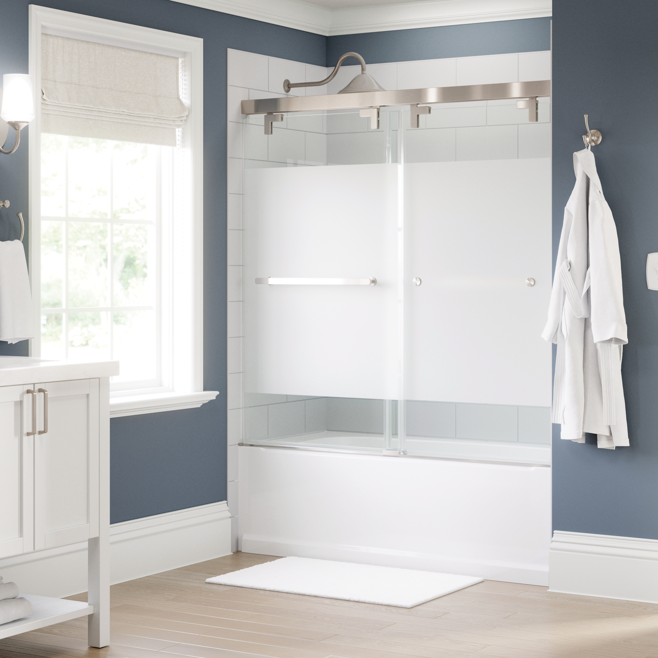 60" Bathtub / Privacy / Brushed Nickel (Shower Door)