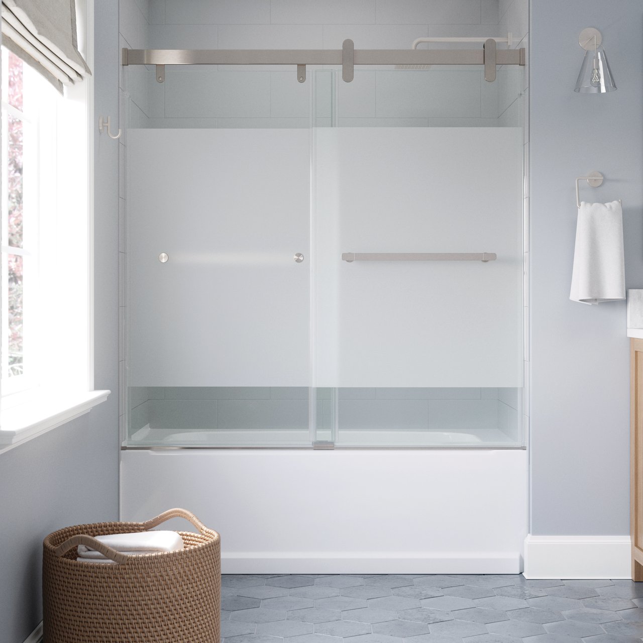 60" Bathtub / Privacy / Brushed Nickel (Shower Door)