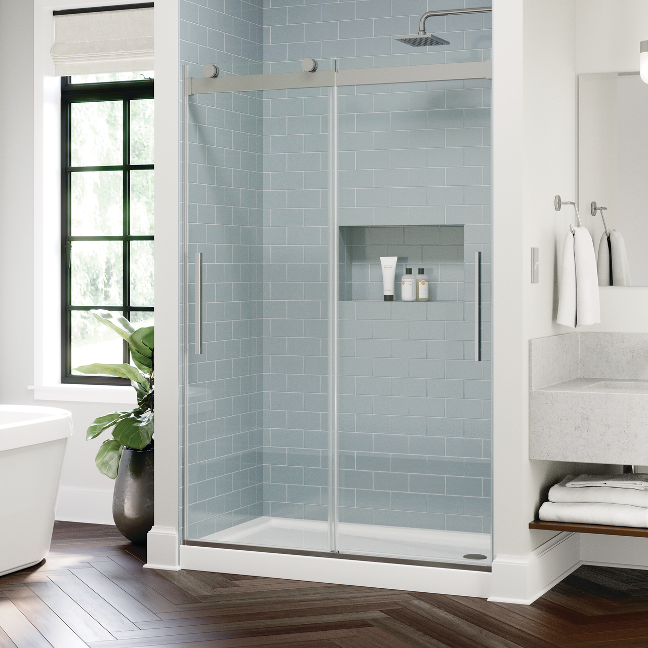 48" Shower / Clear / Polished Chrome