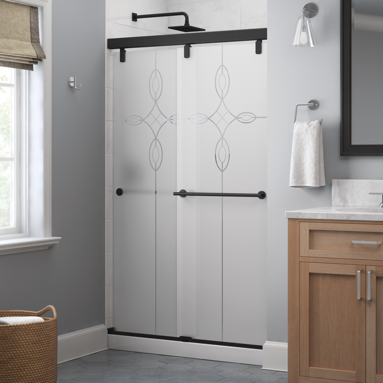 48" Shower / Tranquility / Matte Black