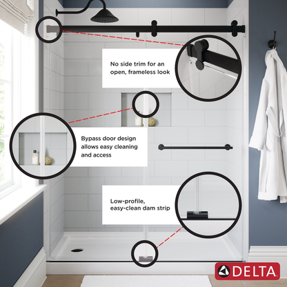 60" Shower / Clear / Chrome