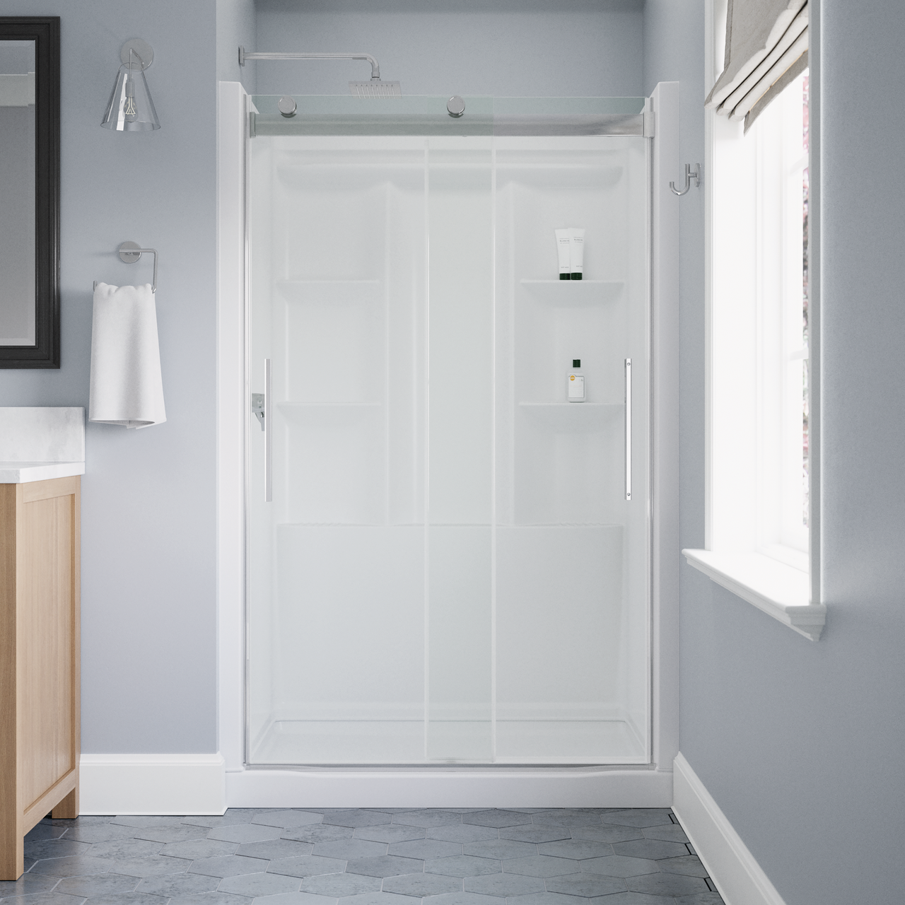 48" Shower / Clear / Polished Chrome