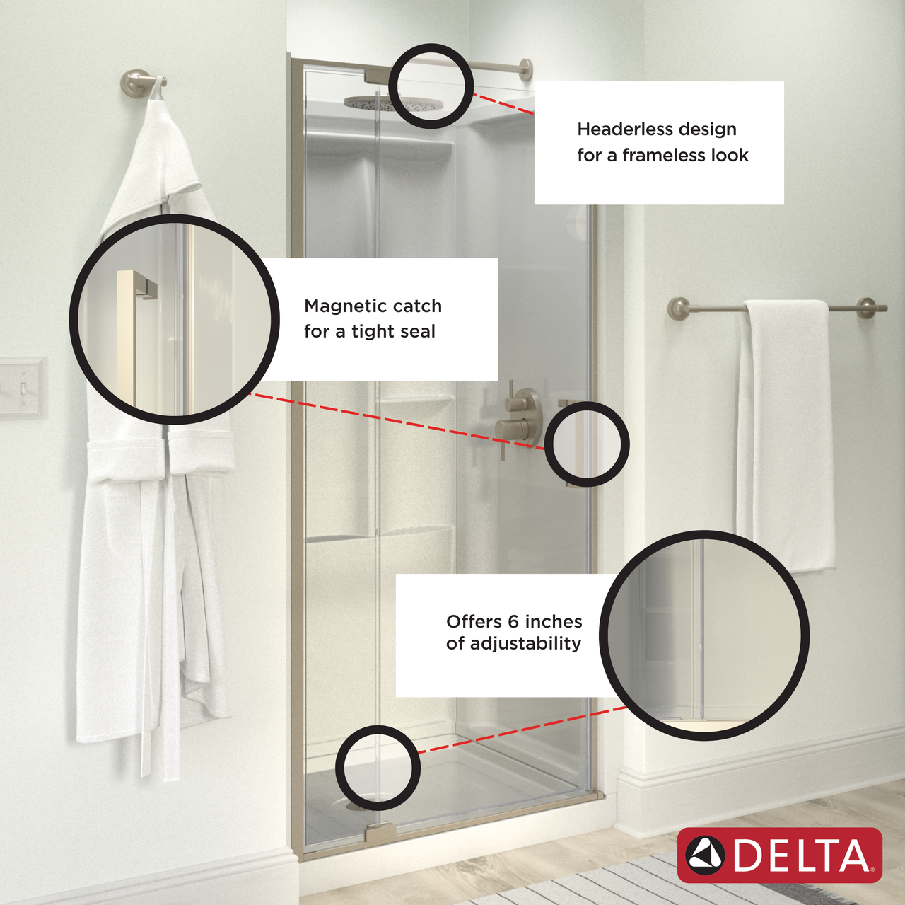 36" Shower / Clear / Chrome