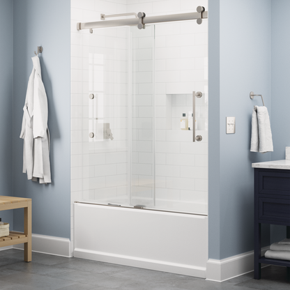 60" Bathtub / Clear / Shower Door Brushed Nickel
