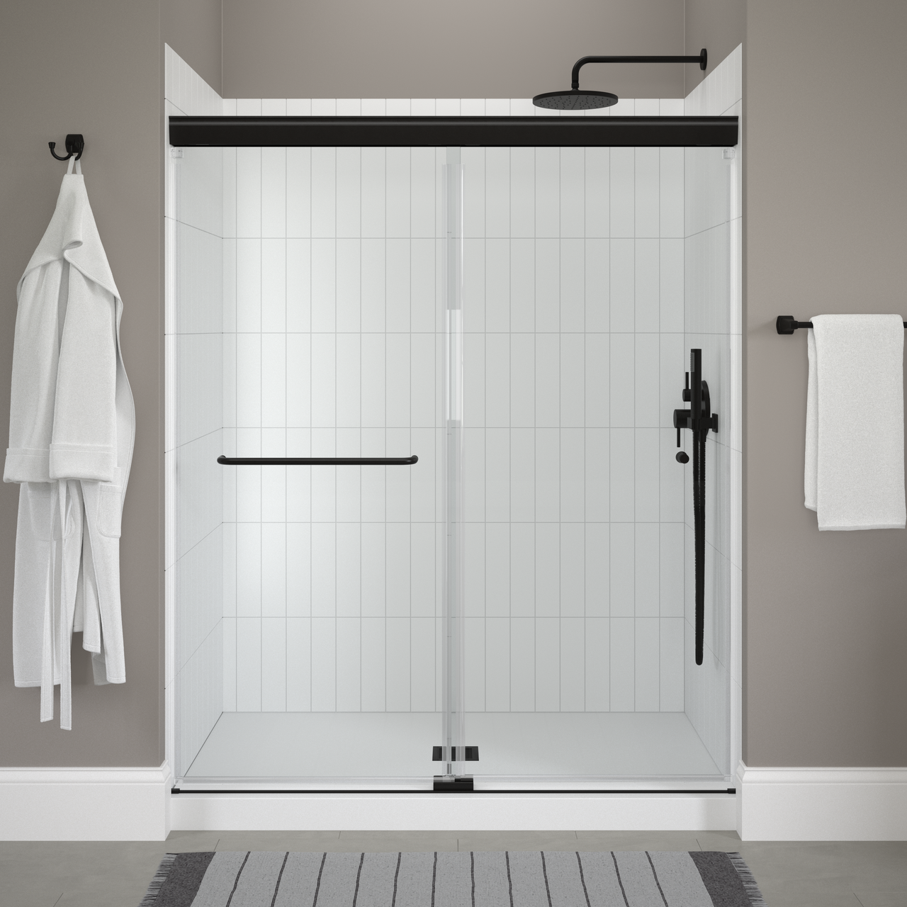 60" Shower / Clear / Matte Black