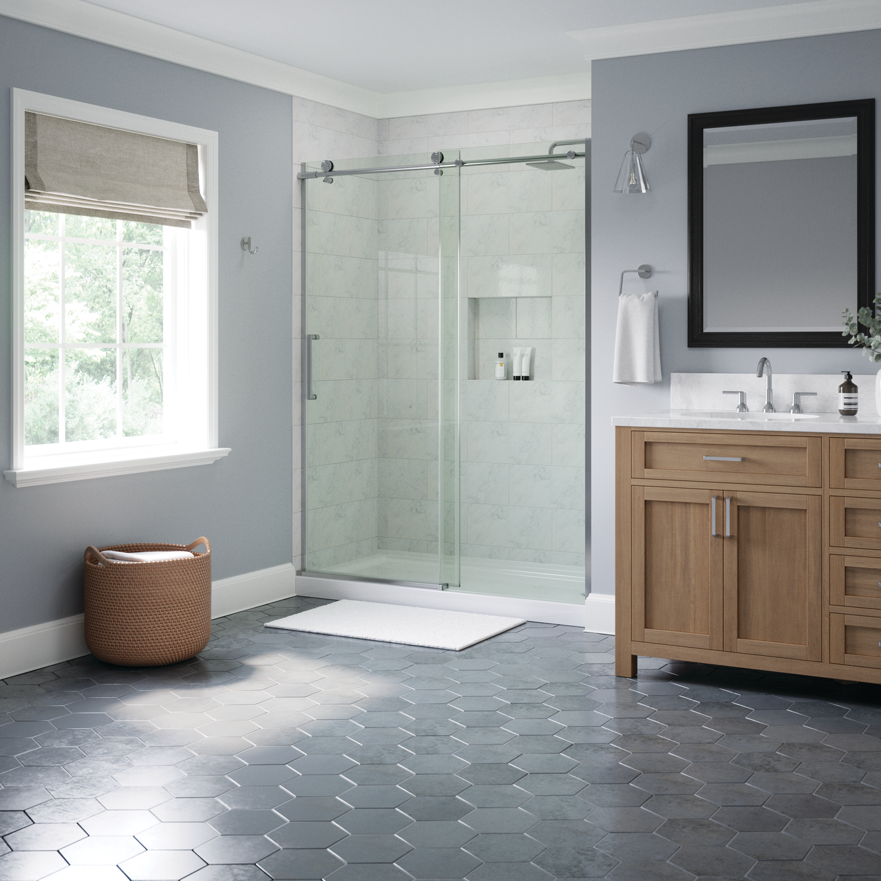 60" Shower / Clear / Chrome