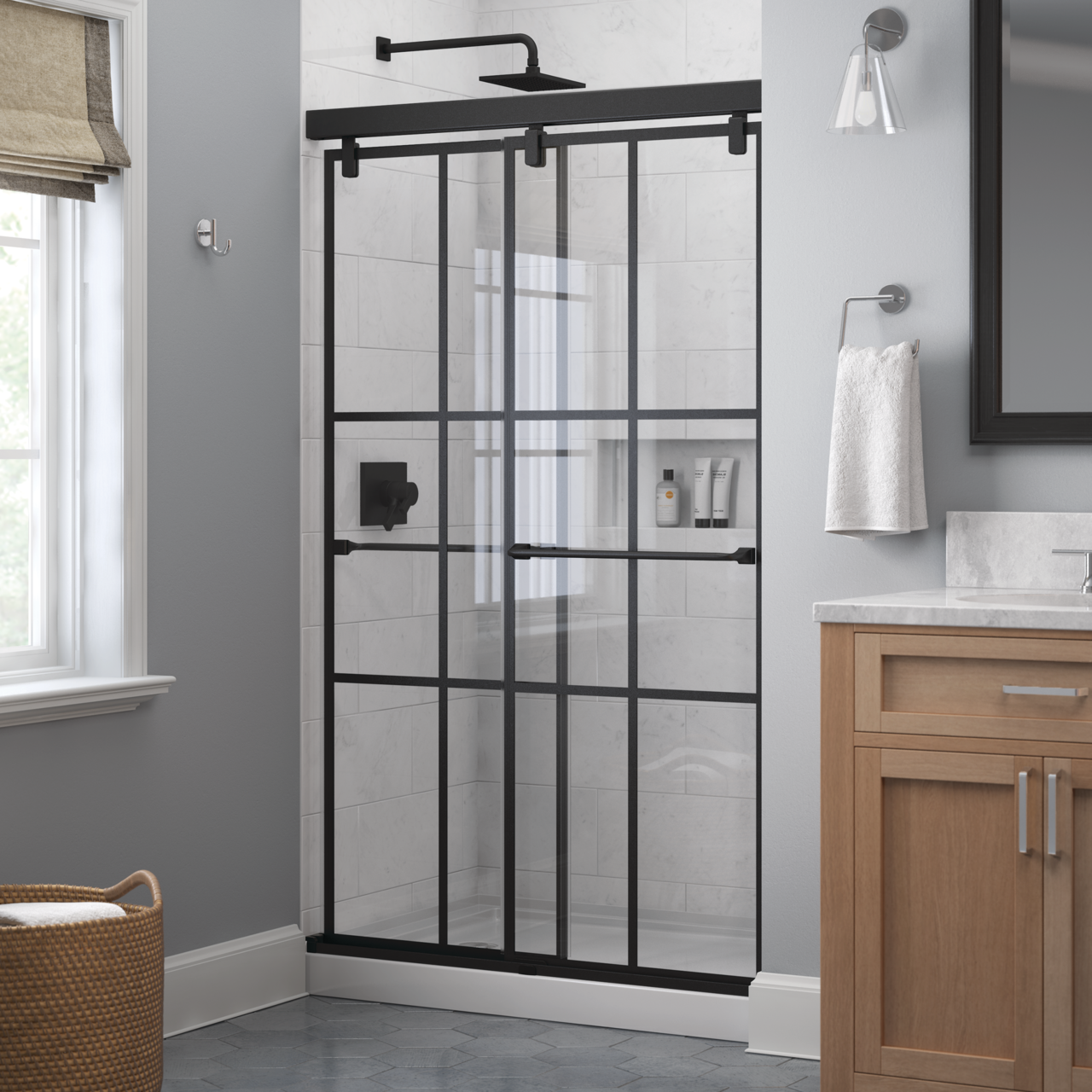 48" Shower / Ingot / Matte Black