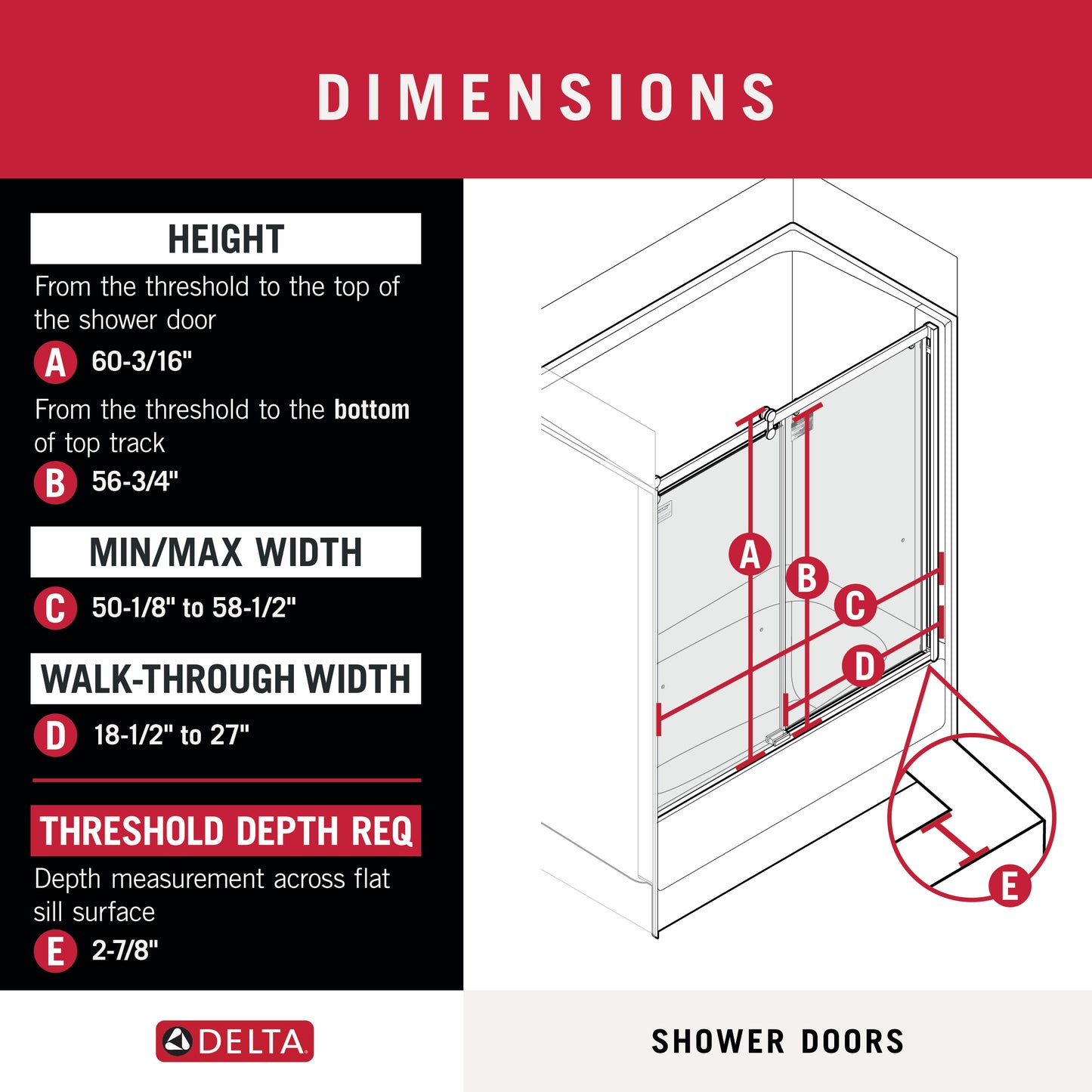 Contemporary 6mm Bathtub Door with Simplicity Handle