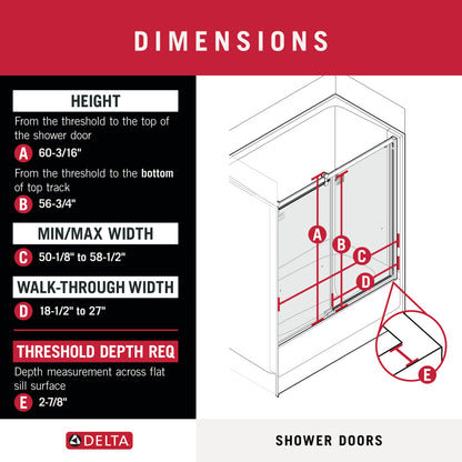 Contemporary 6mm Bathtub Door with Lyndall Handle