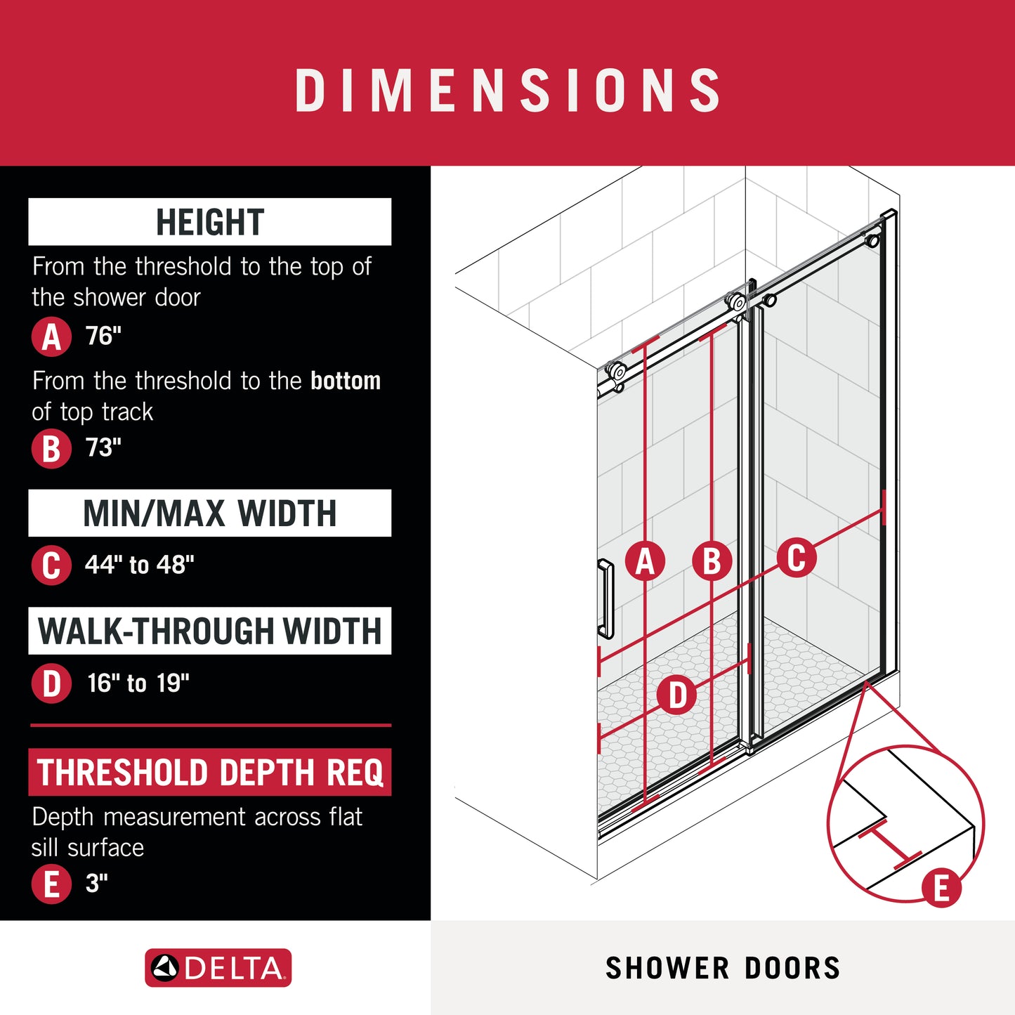 48" Shower / Clear / Shower Door Brushed Nickel