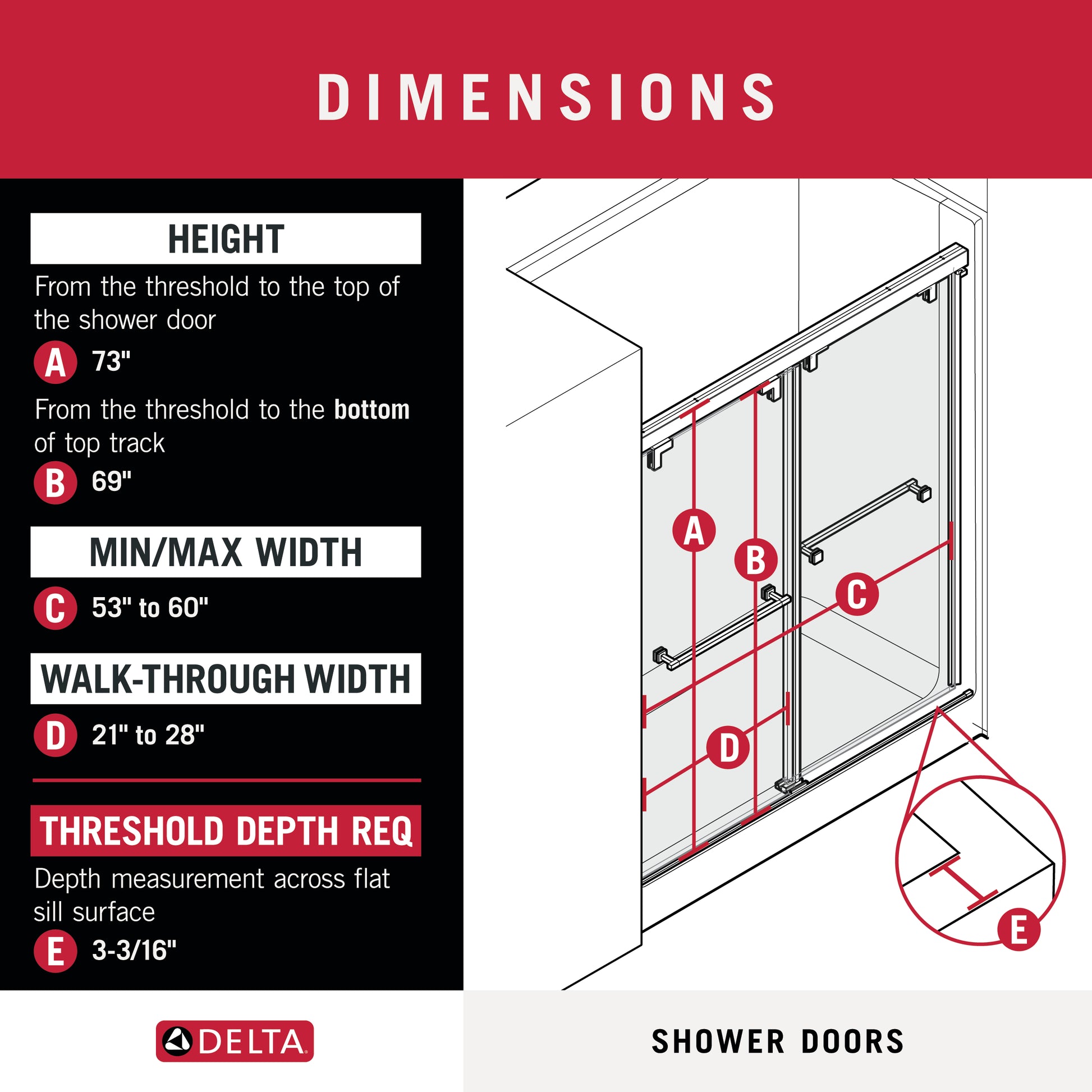 60" Shower / Privacy / Brushed Nickel (Shower Door)