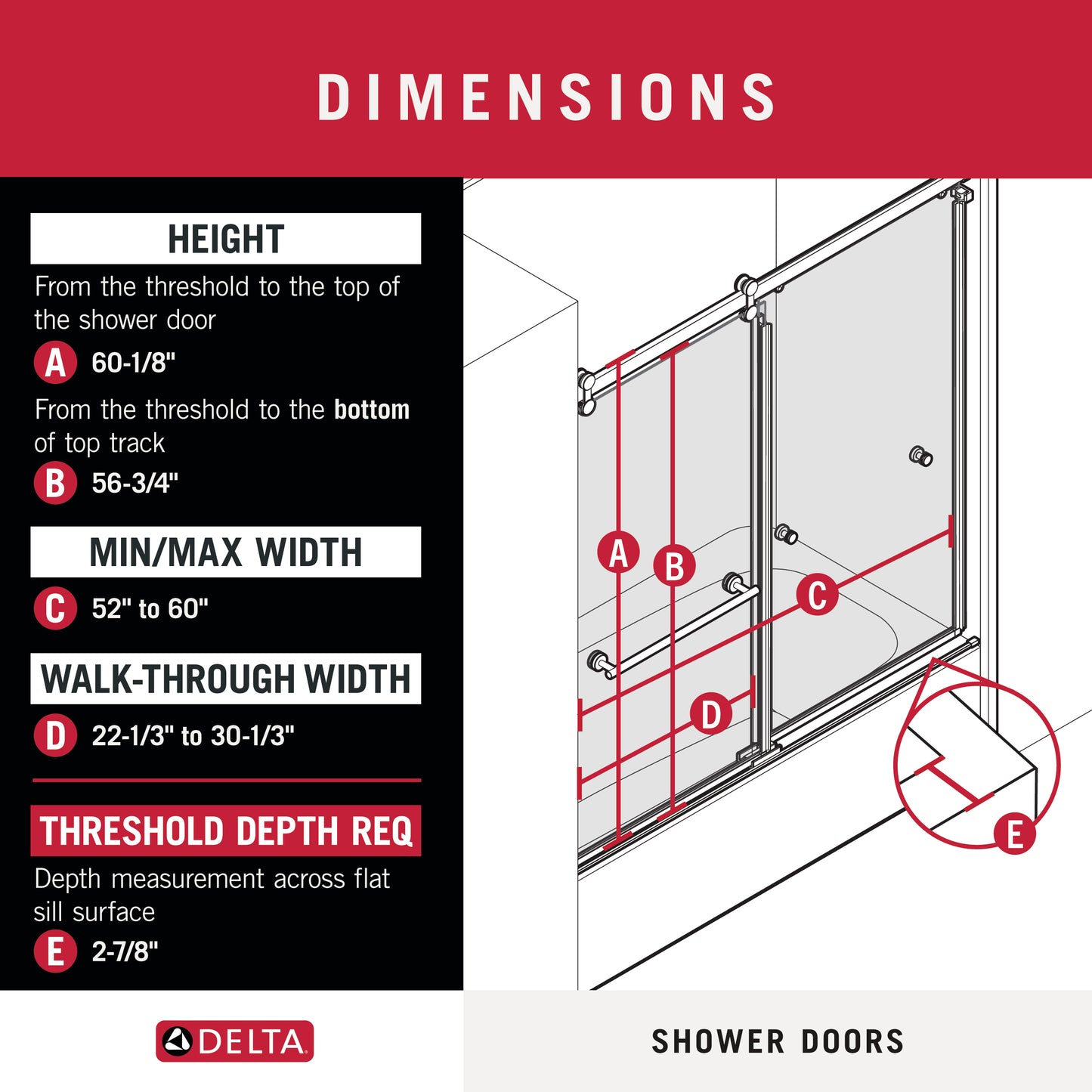 LuxeTrack Greydon 6mm Bathtub Door