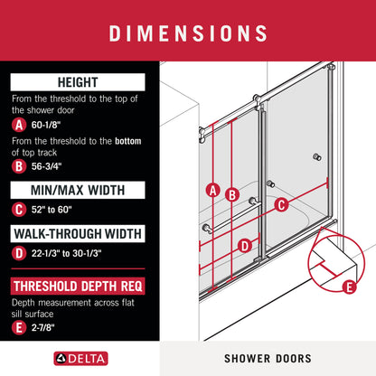 LuxeTrack Greydon 6mm Bathtub Door