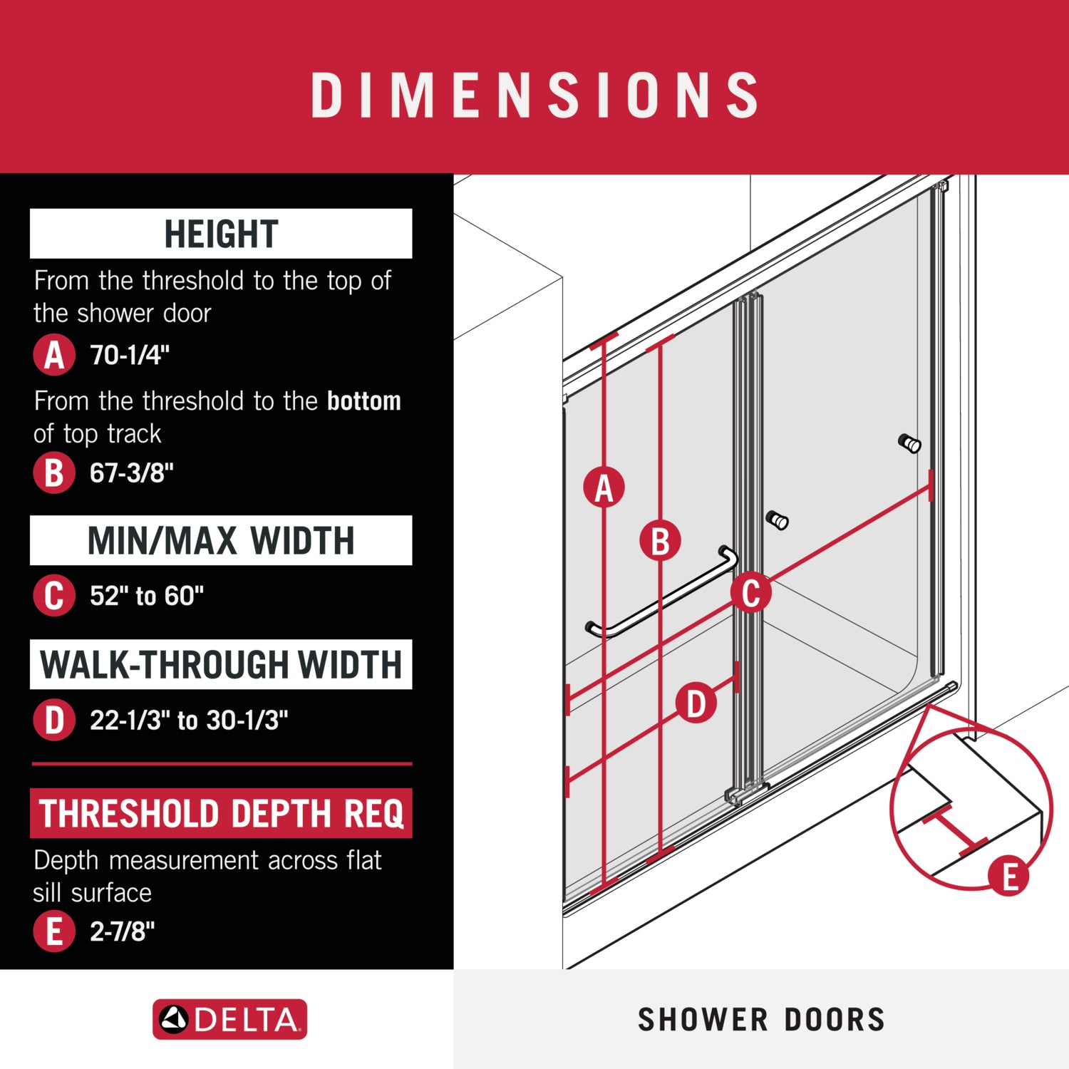 60" Shower / Clear / Brushed Nickel (Shower Door)