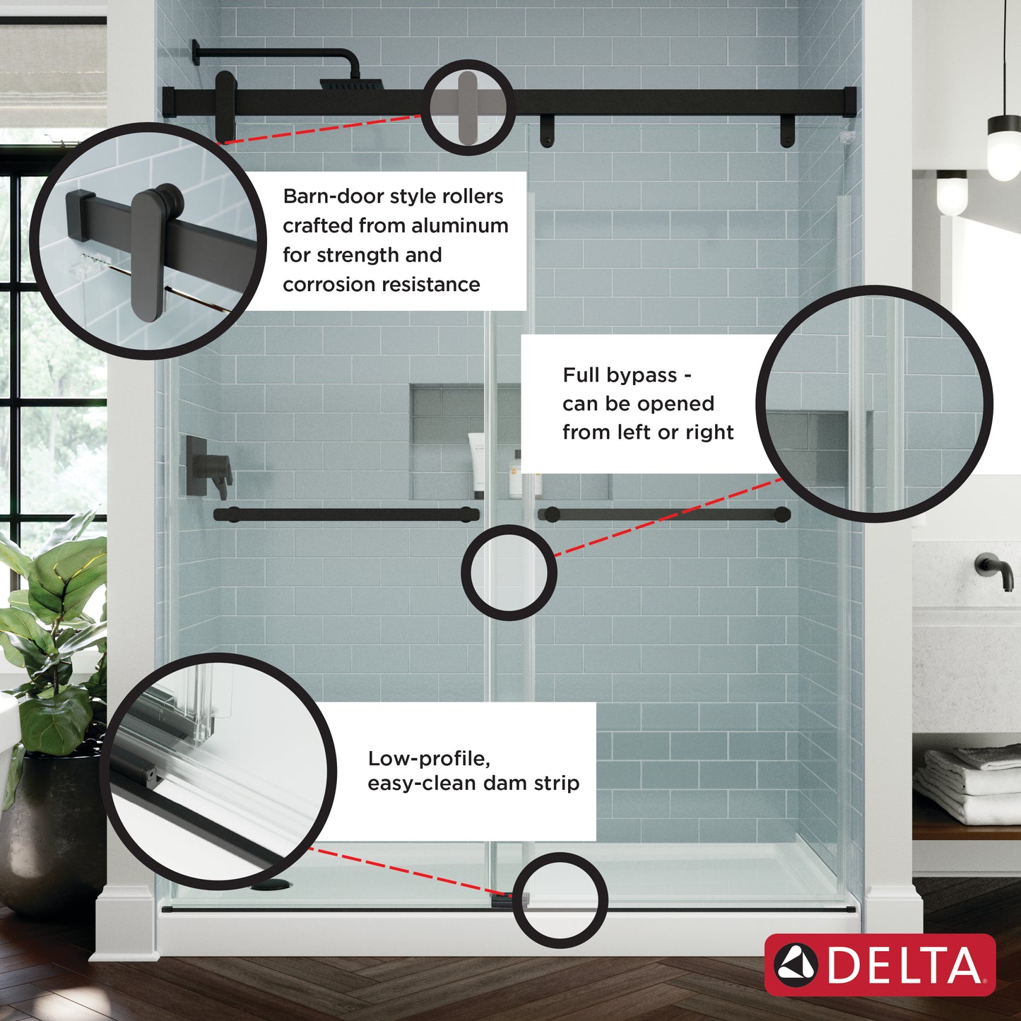 48" Shower / Clear / Matte Black