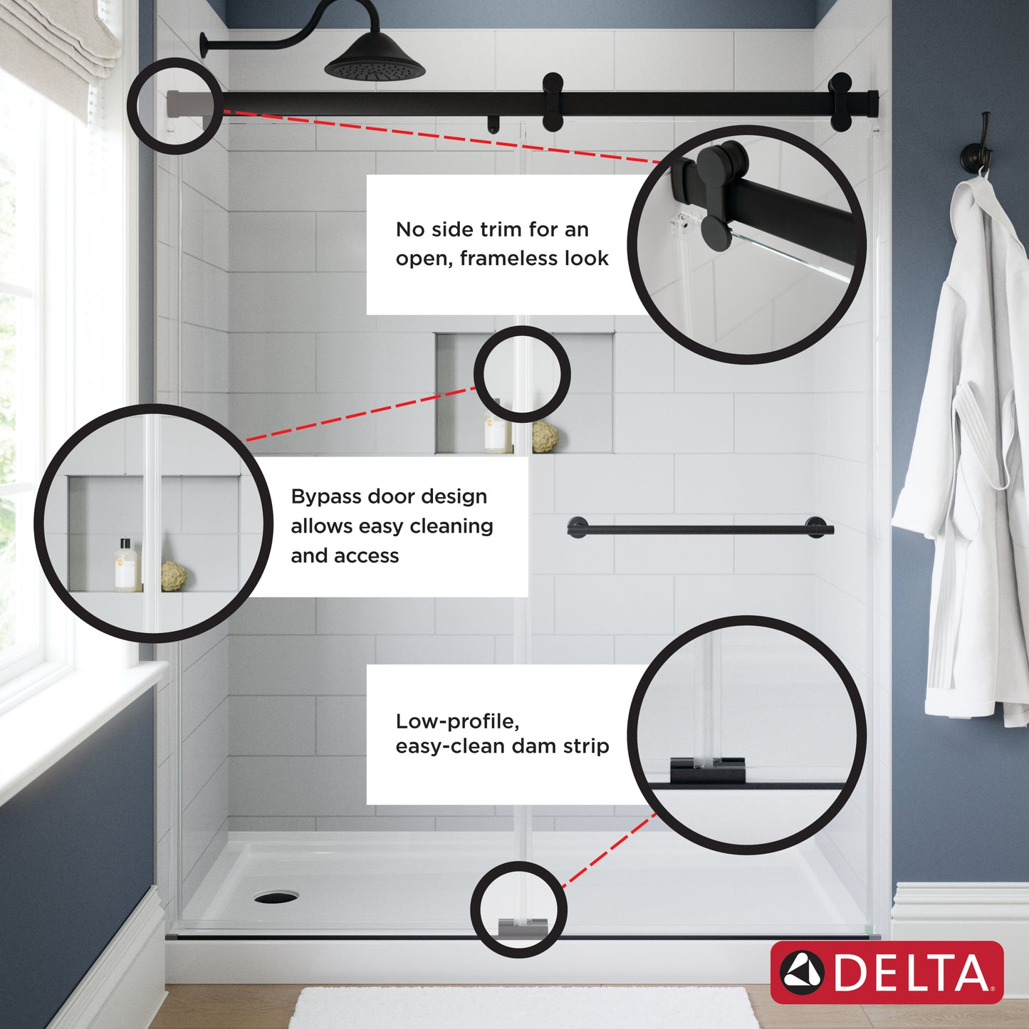 LuxeTrack Greydon 6mm Bathtub Door