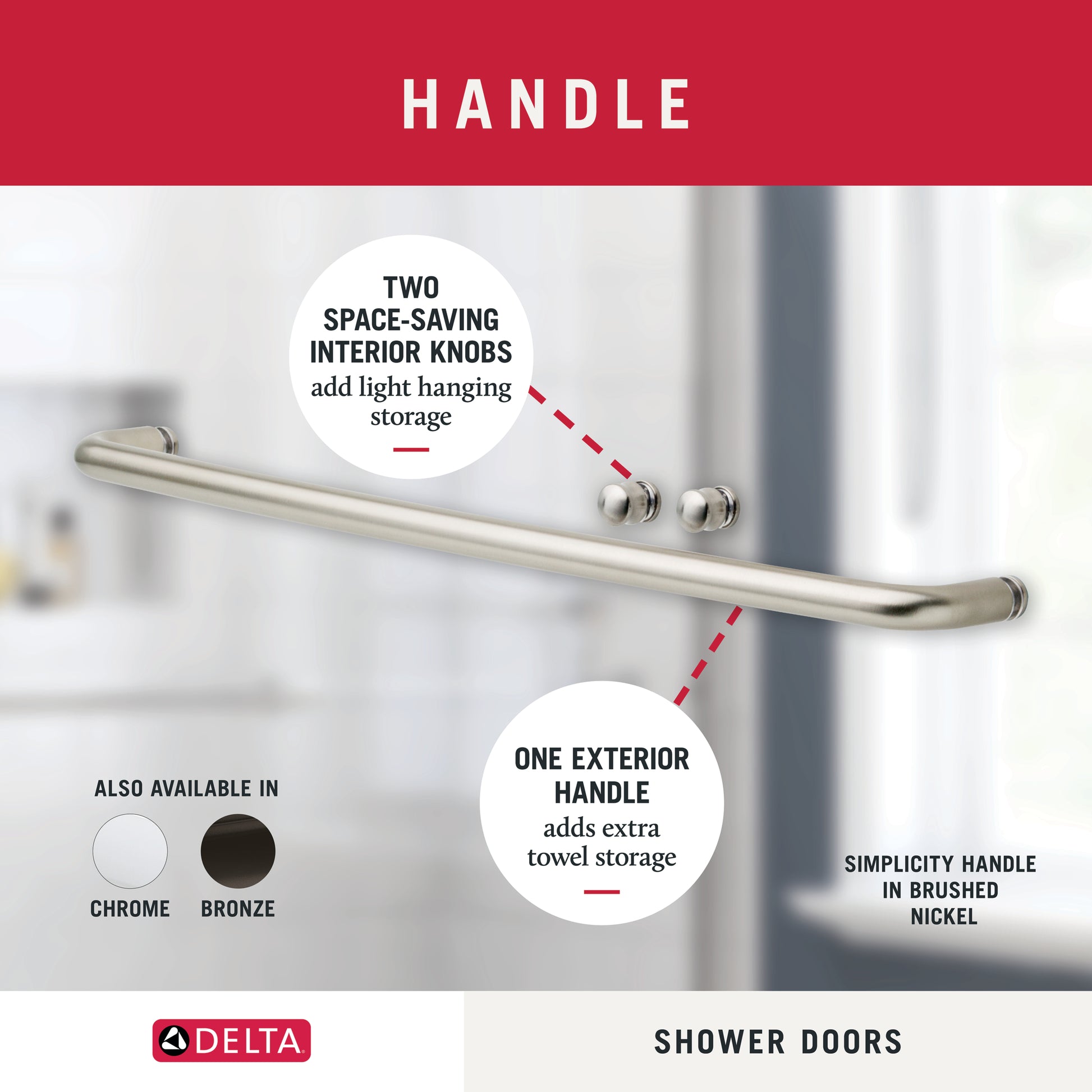 48" Shower / Clear / Delta Brushed Nickel