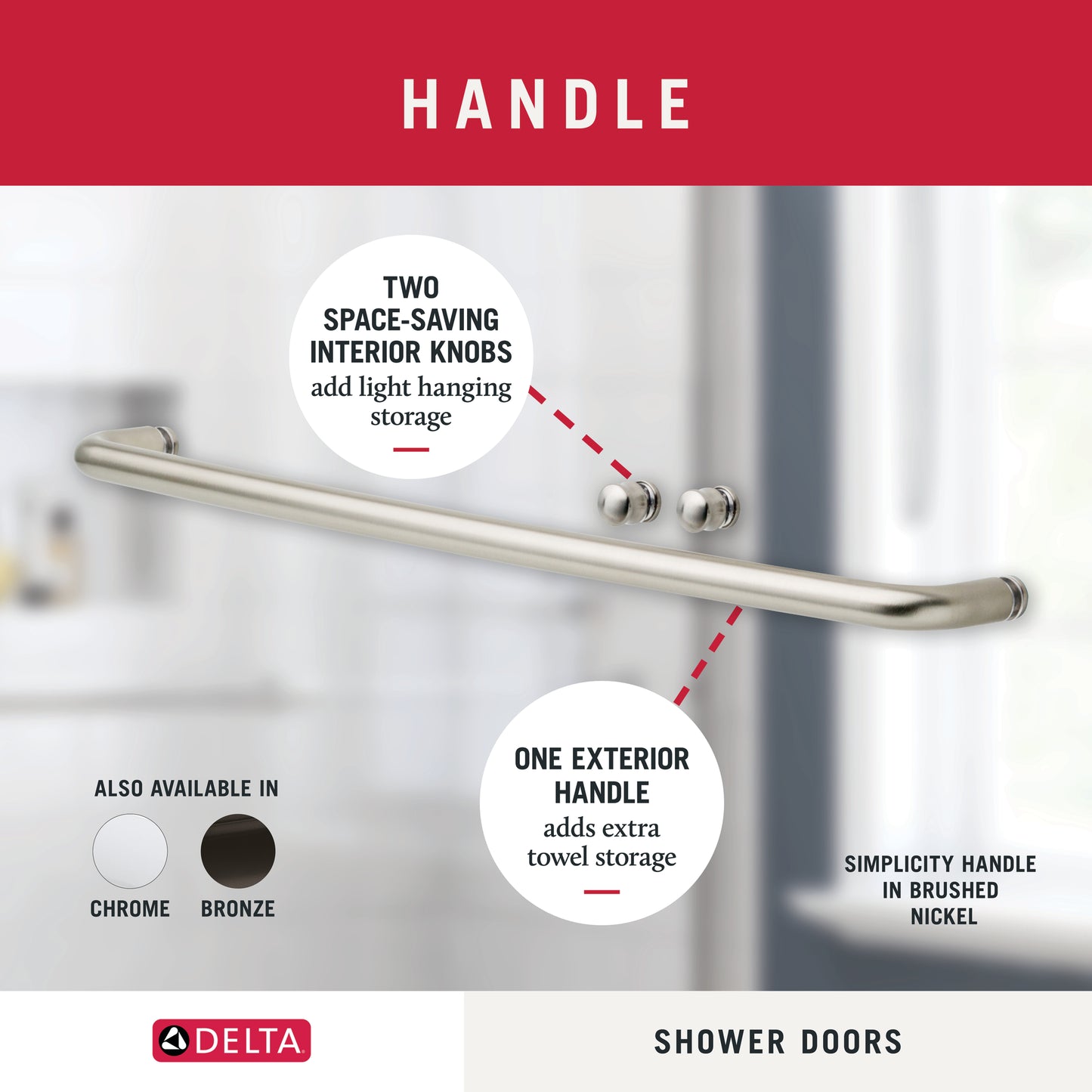 60" Shower / Clear / Delta Brushed Nickel