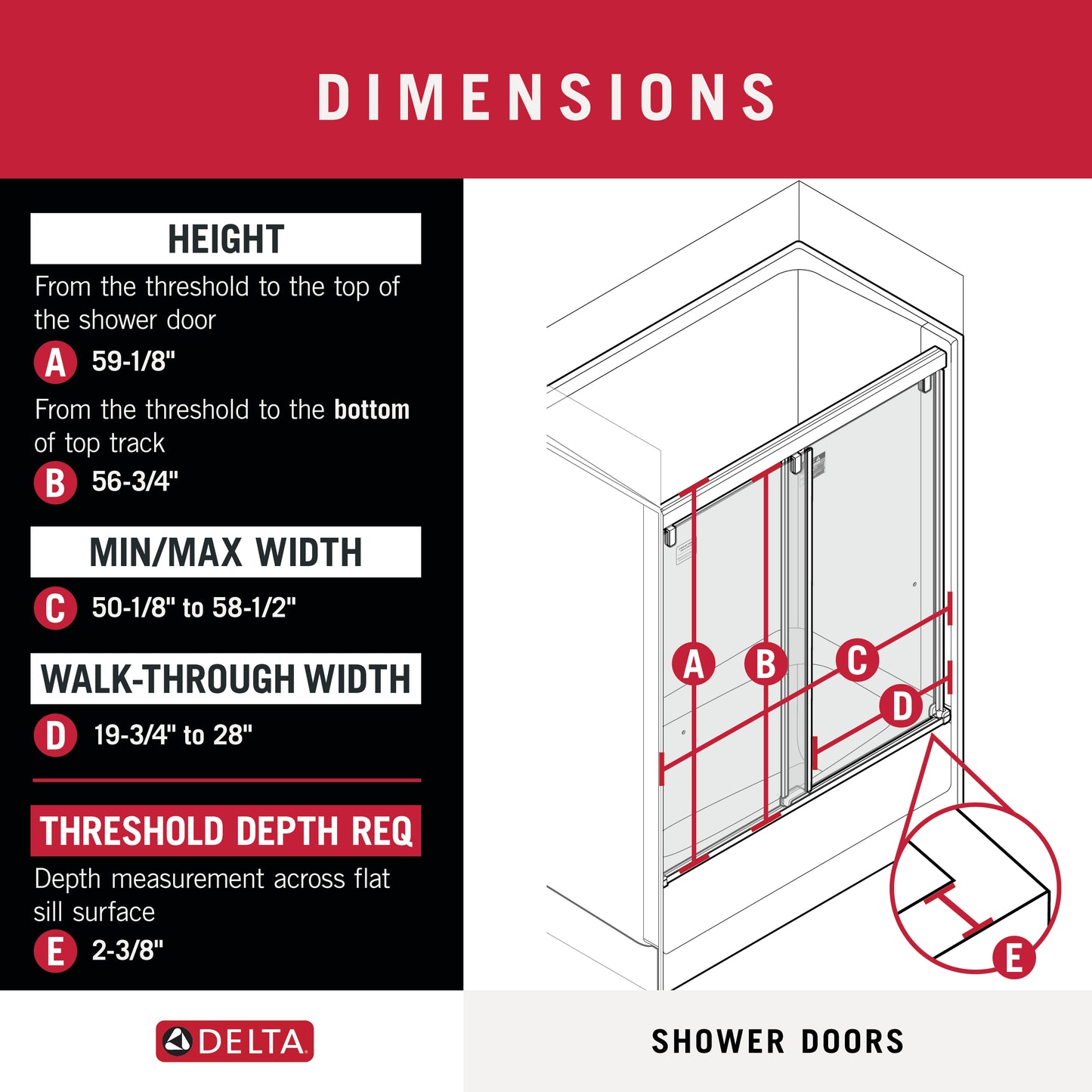 Mod 6mm Bathtub Door with Everly Handle