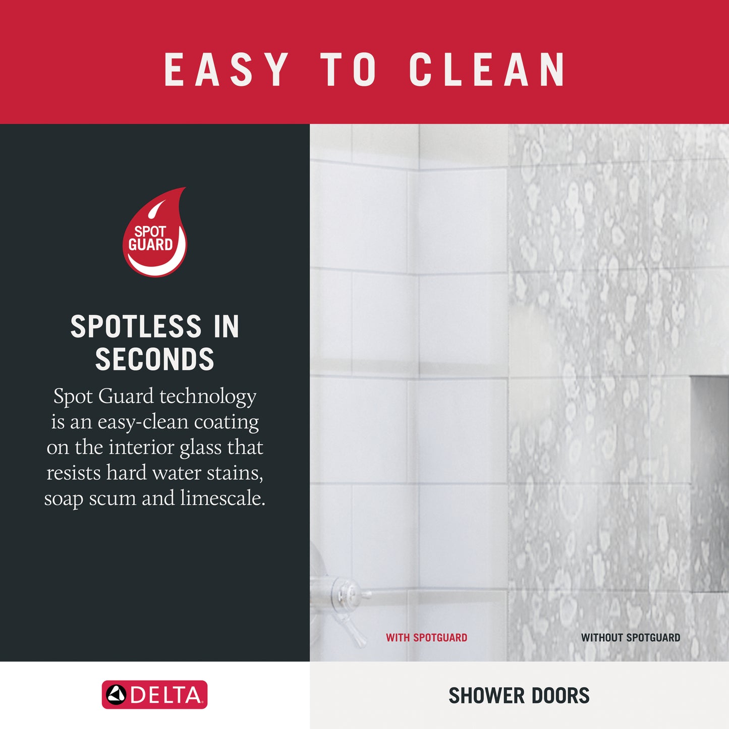 60" Shower / Clear / Delta Brushed Nickel