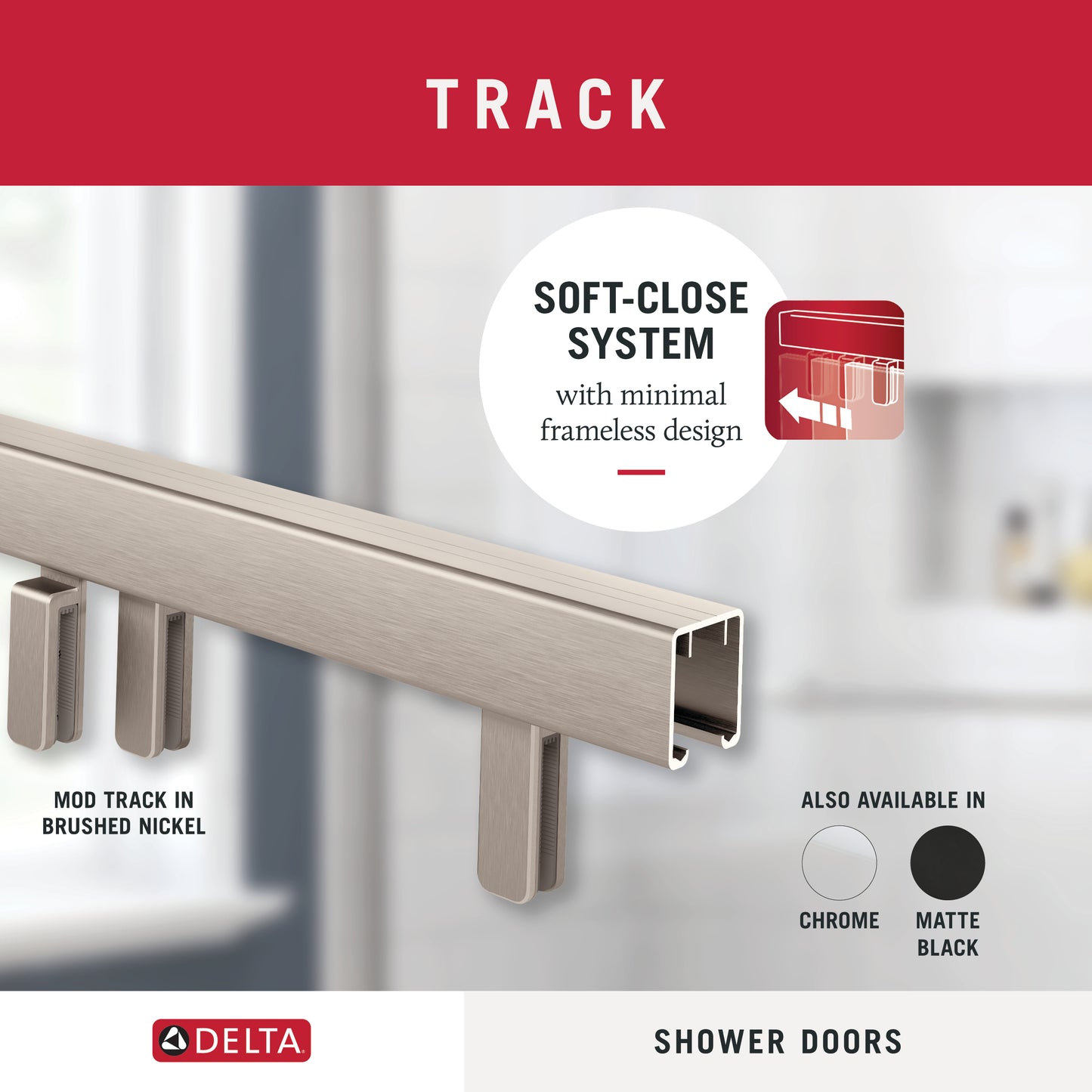 48" Shower / Clear / Delta Brushed Nickel