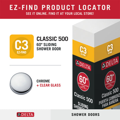 60" Shower / Clear / Chrome