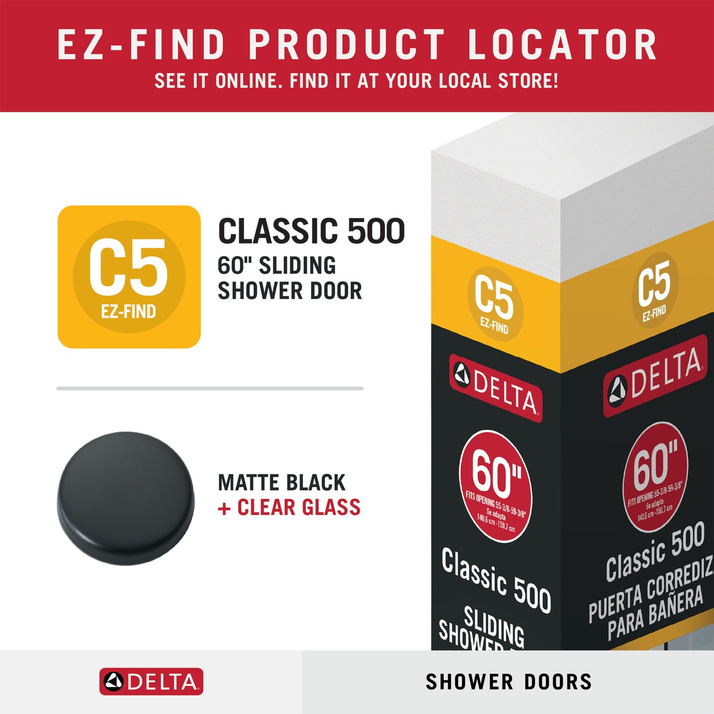 60" Shower / Clear / Matte Black