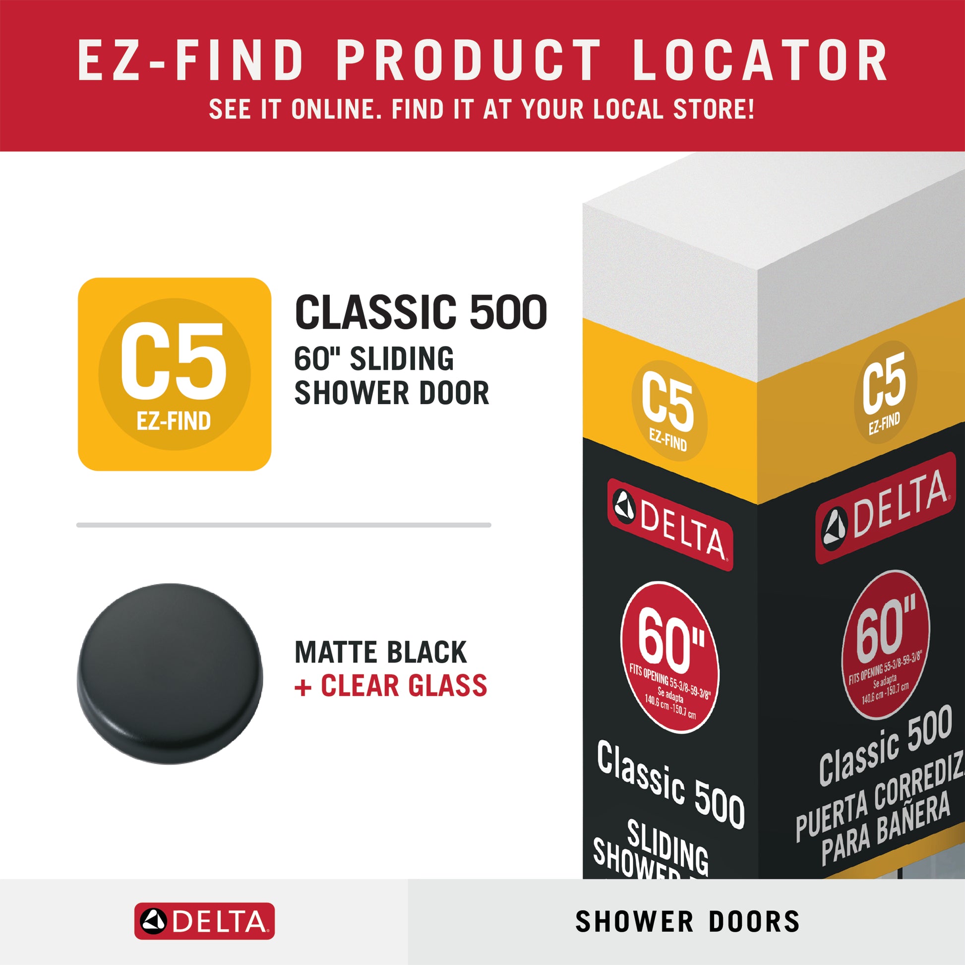 60" Shower / Clear / Matte Black