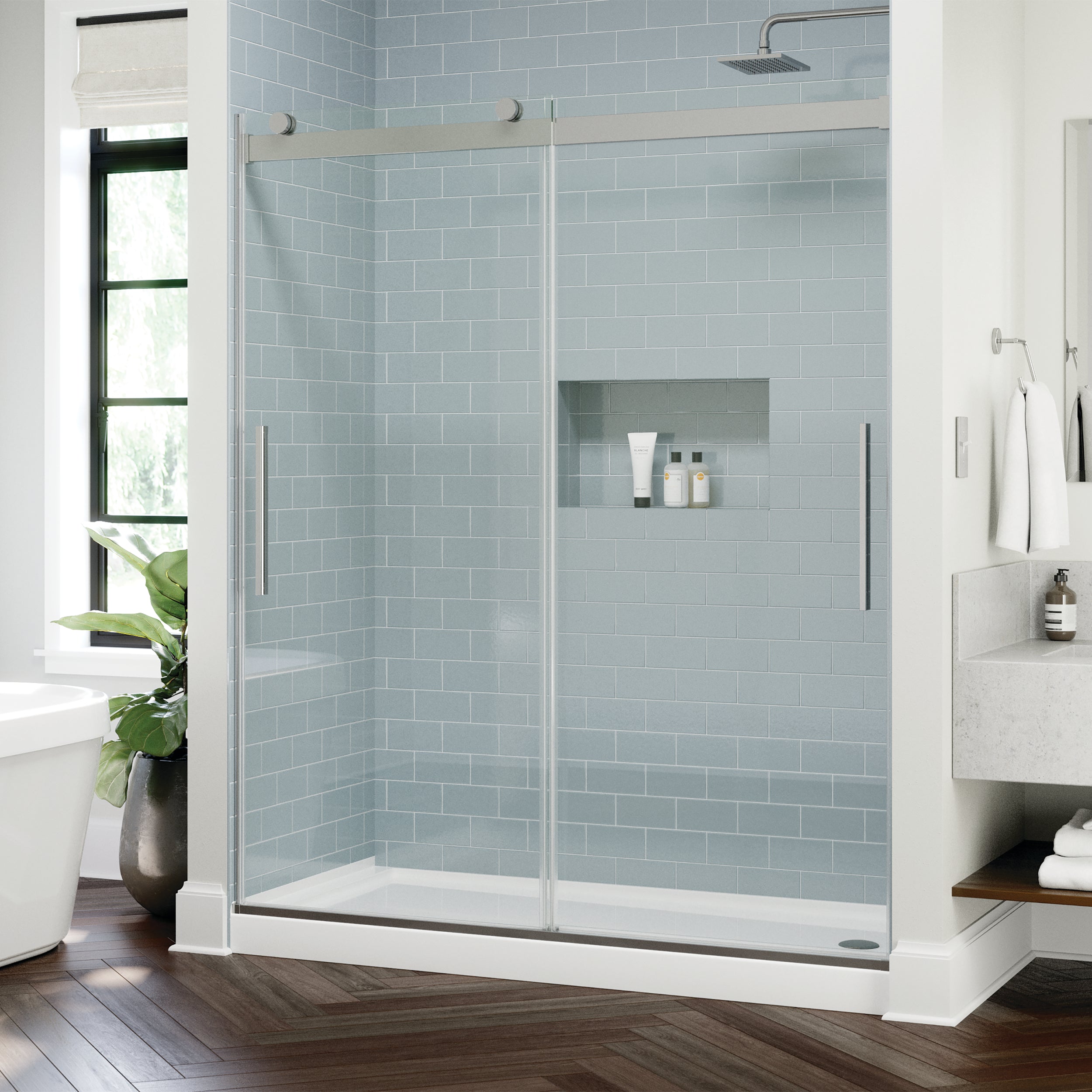 60" Shower / Clear / Chrome