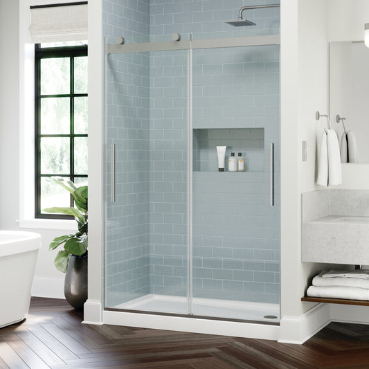 48" Shower / Clear / Shower Door Brushed Nickel