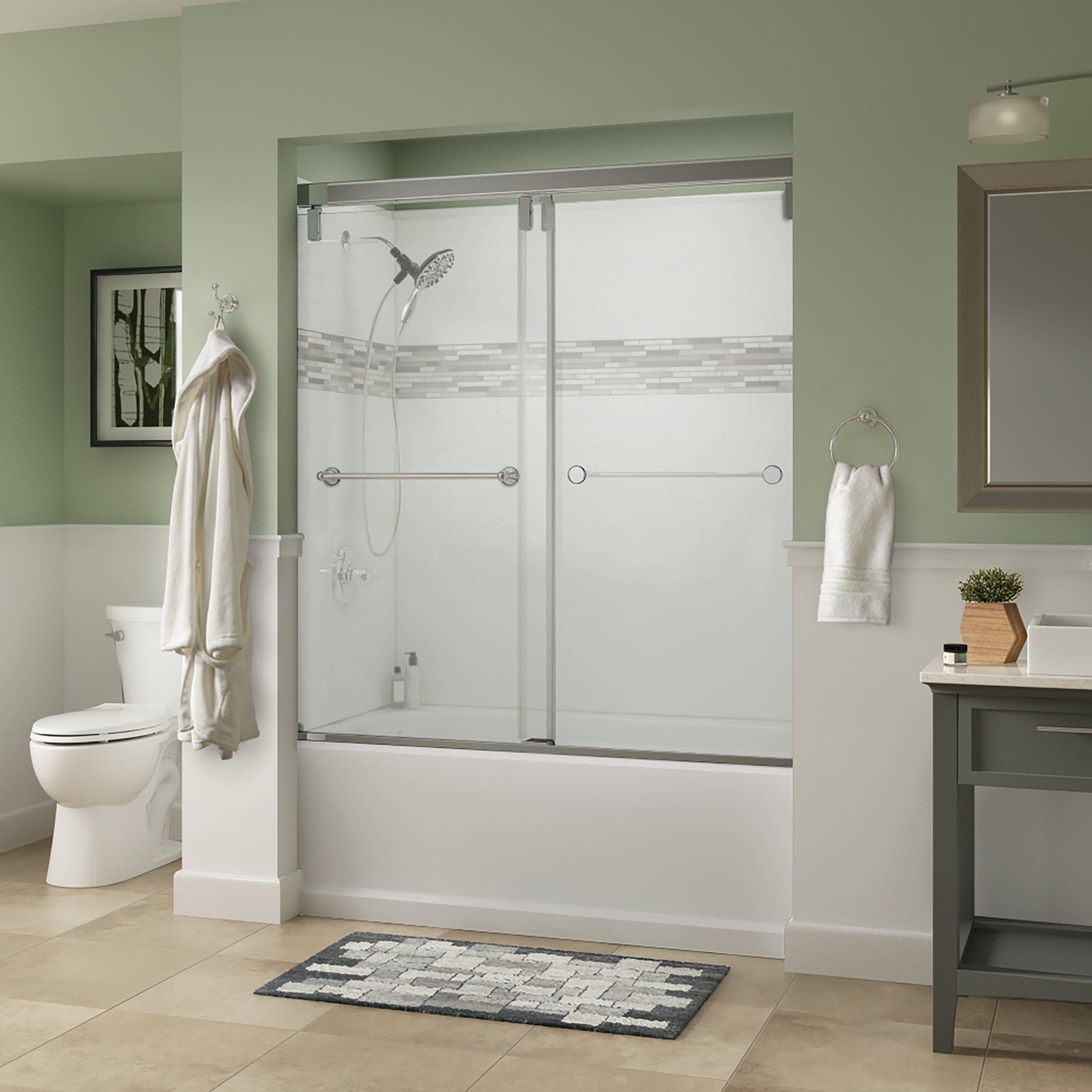 60" Bathtub / Clear / Polished Chrome