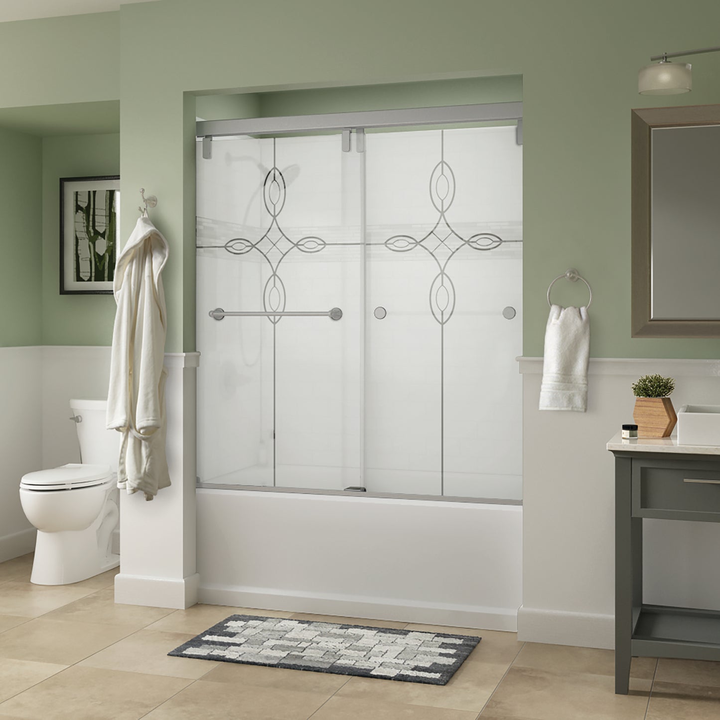 60" Bathtub / Tranquility / Delta Brushed Nickel