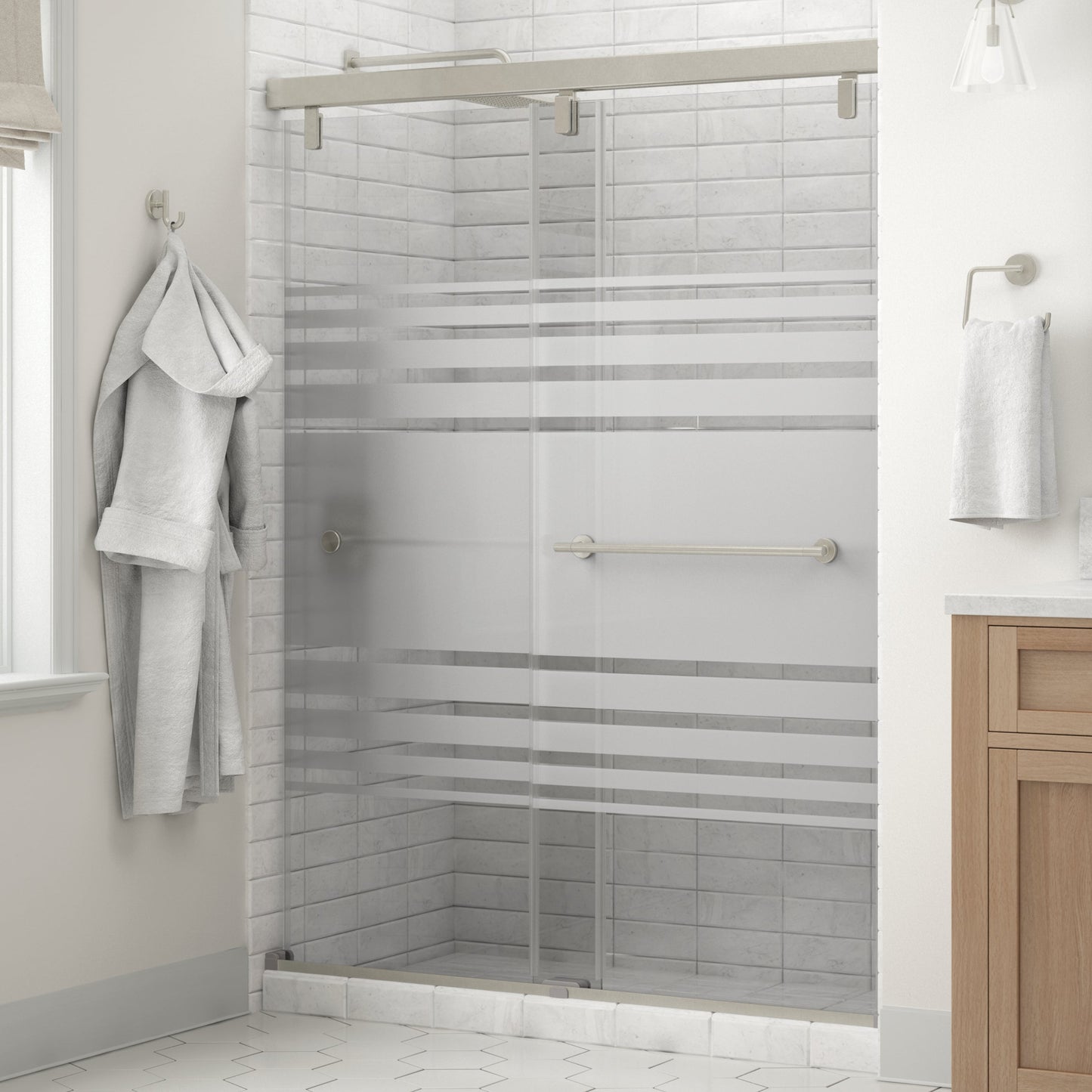 60" Shower / Transition / Delta Brushed Nickel