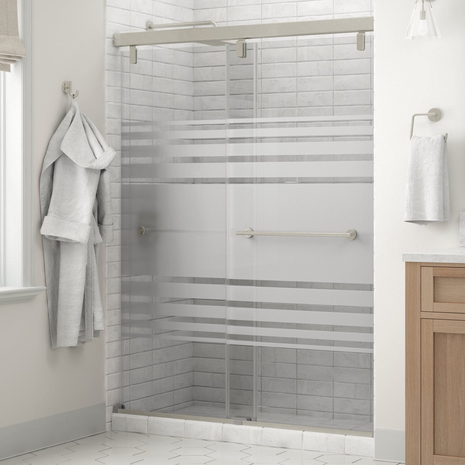 60" Shower / Transition / Delta Brushed Nickel