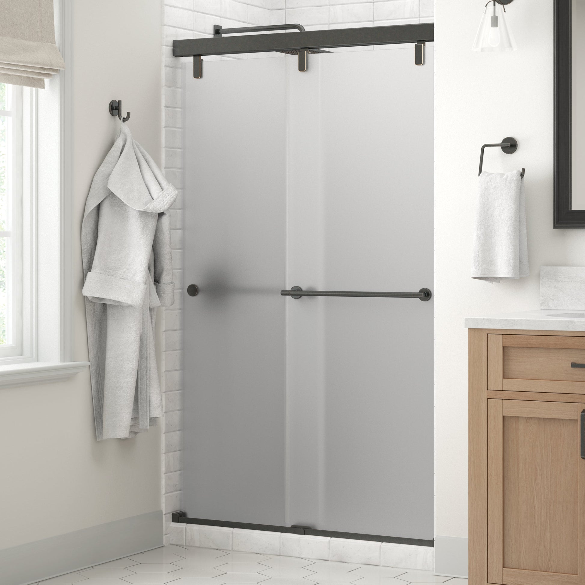 48" Shower / Frosted / Delta Oil Rubbed Bronze